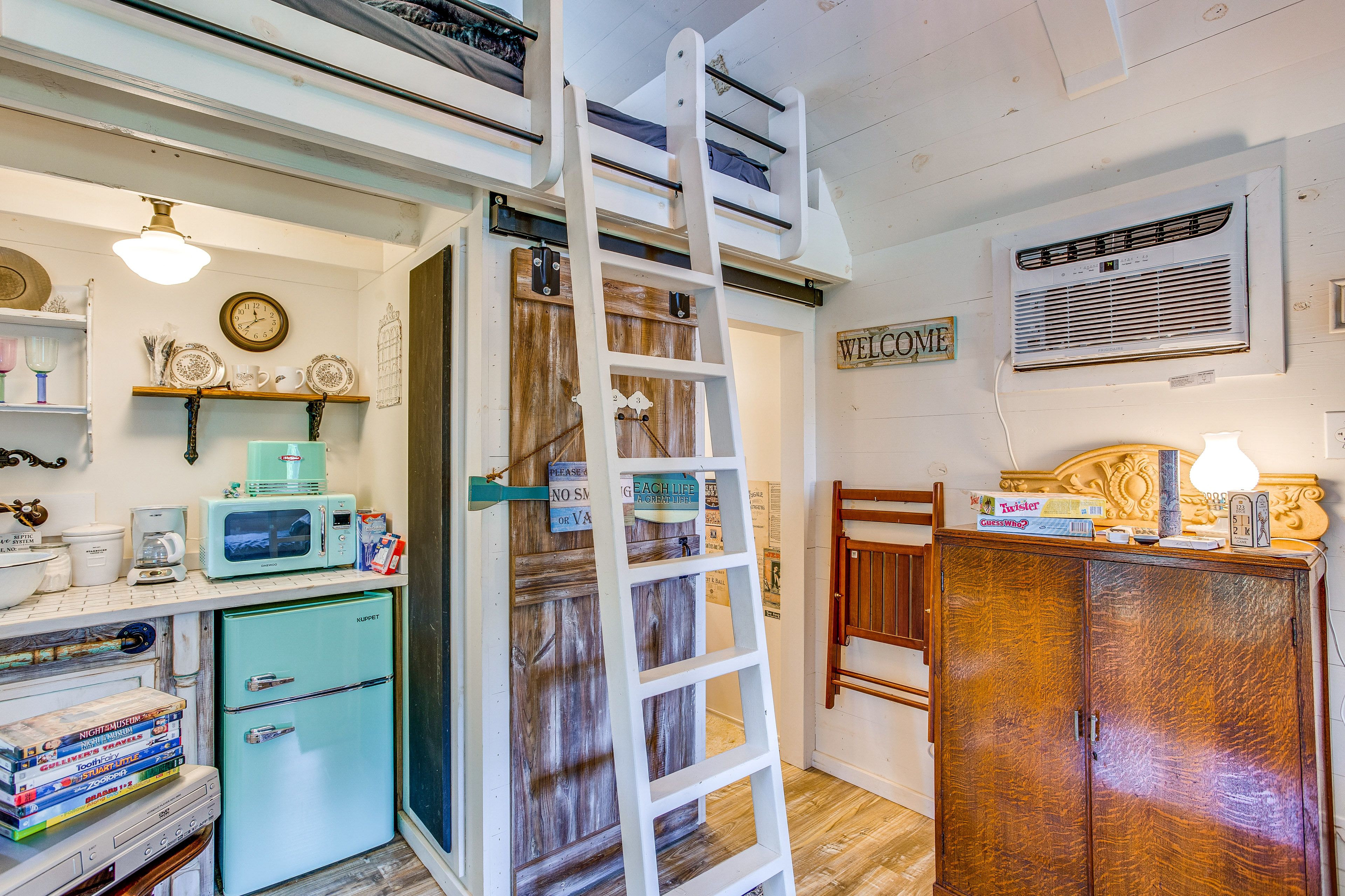 Bedroom 2 | Guest Cottage Studio | 2 Full Beds (Lofted) | Twin Swinging Bed