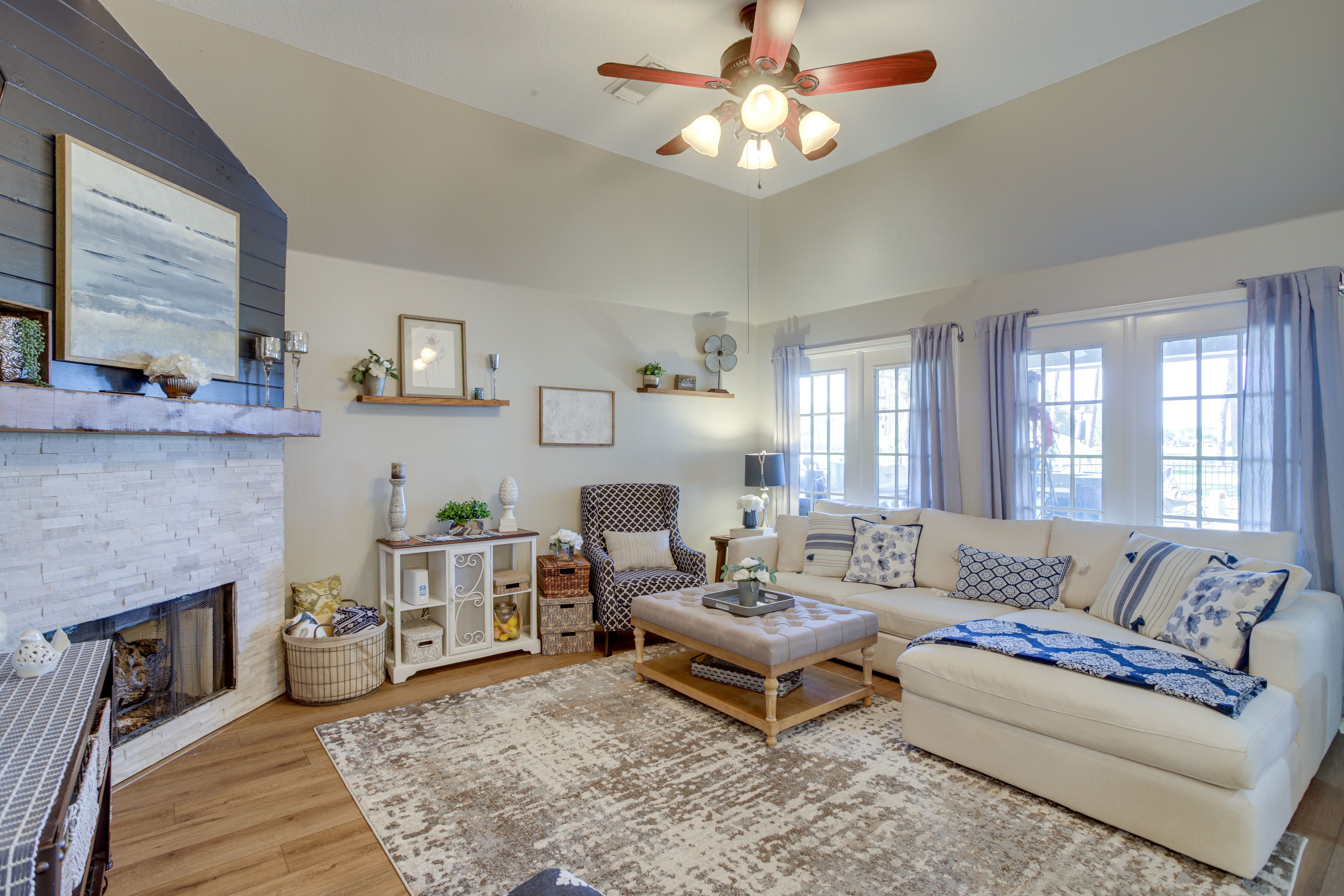 Living Room | Gas Fireplace | 5 Smart TVs