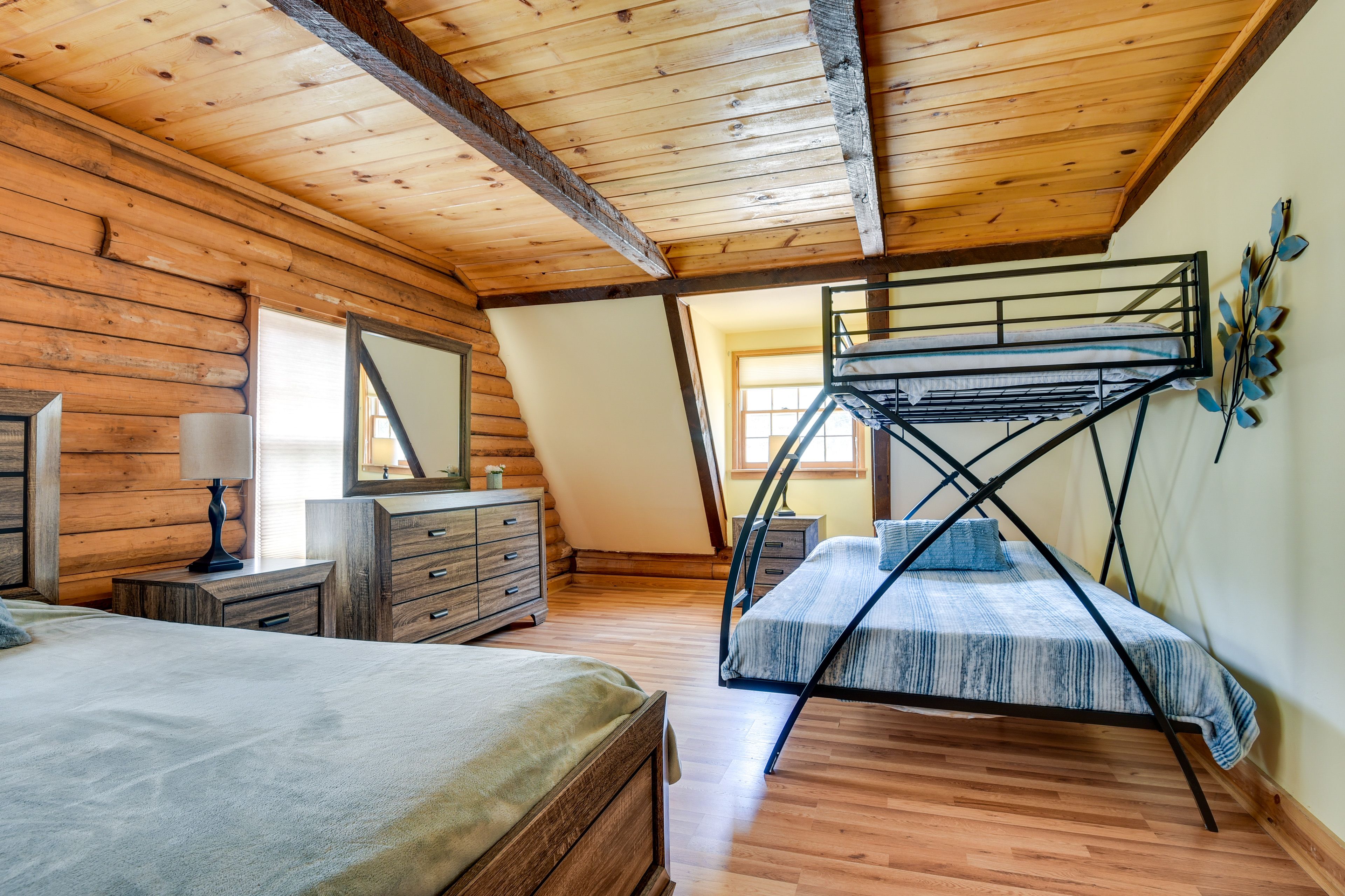 Bedroom 2 | Queen Bed | Twin/Full Bunk Bed | 2nd Floor | Hangers