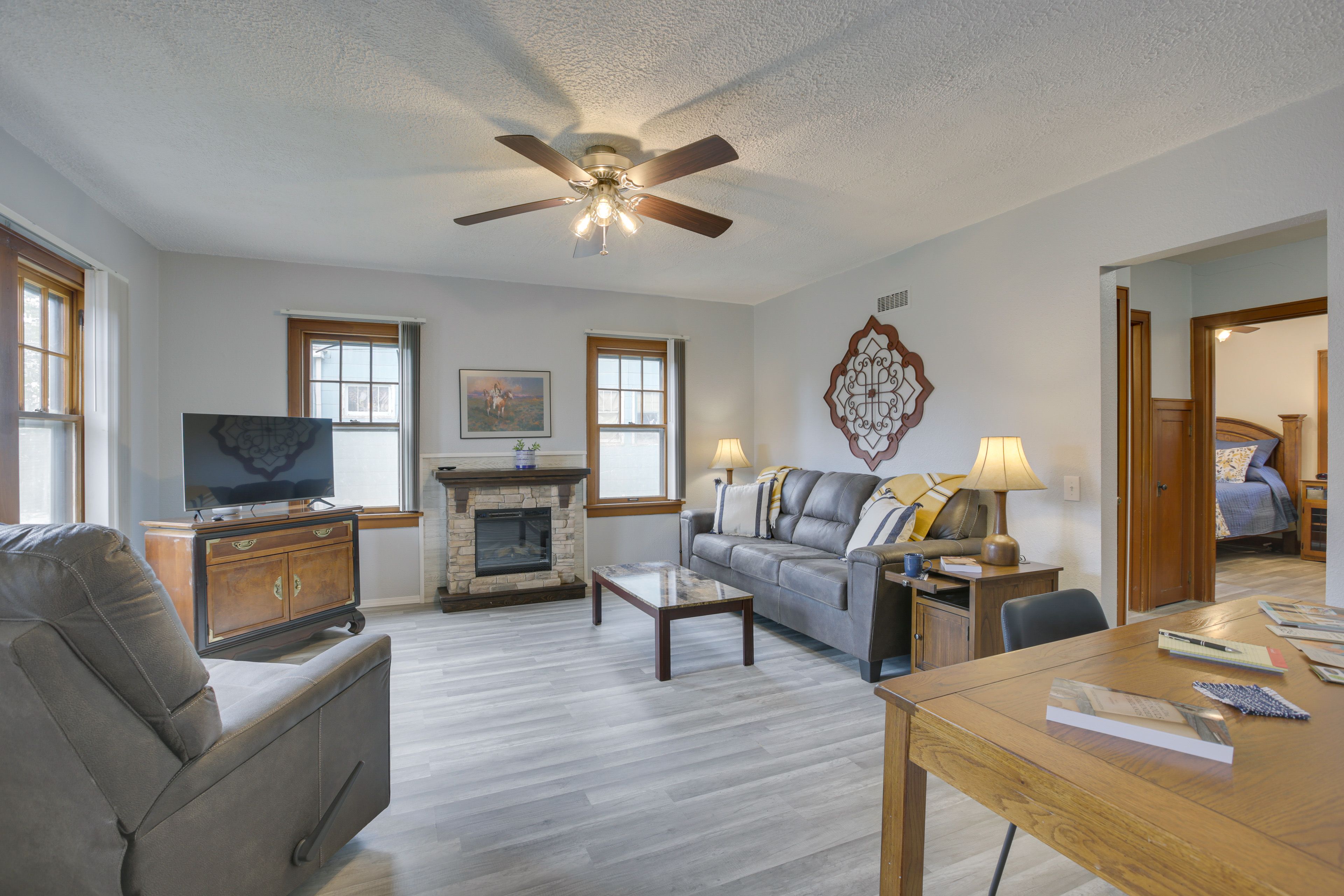 Glendive Vacation Rental | 2BR | 1BA | 952 Sq Ft | Stairs Required to Access