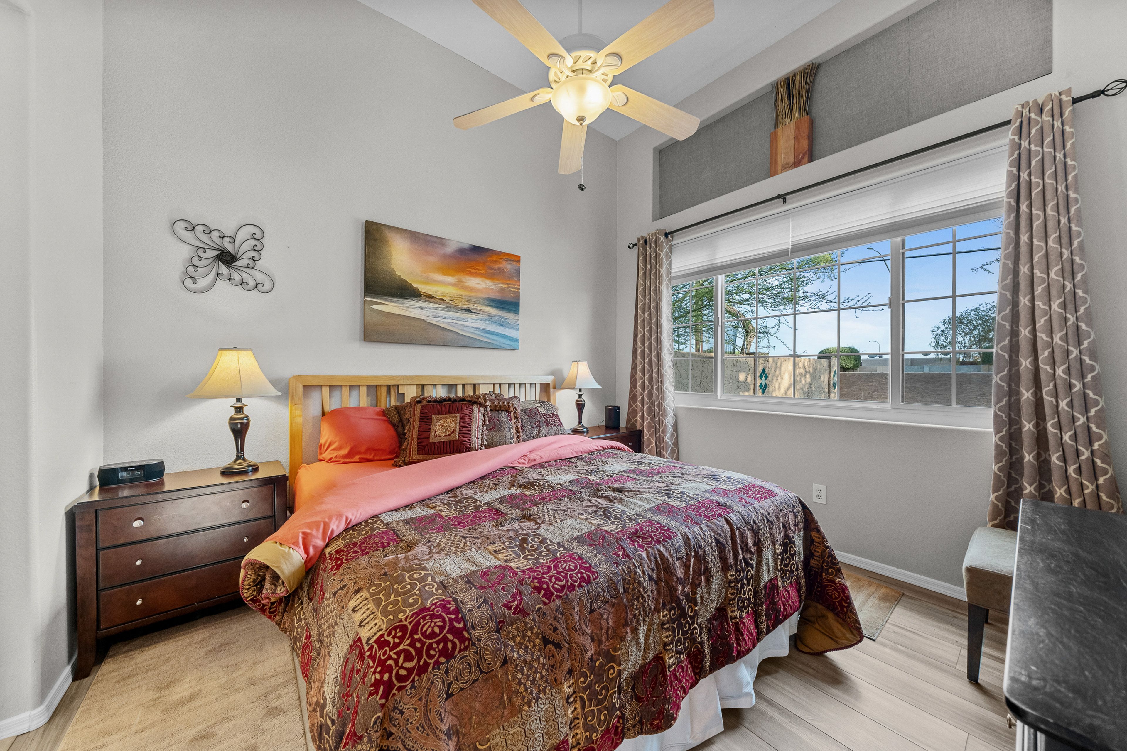 Bedroom 1 | King Bed | Flat-Screen TV | Linens Provided | En-Suite Bathroom