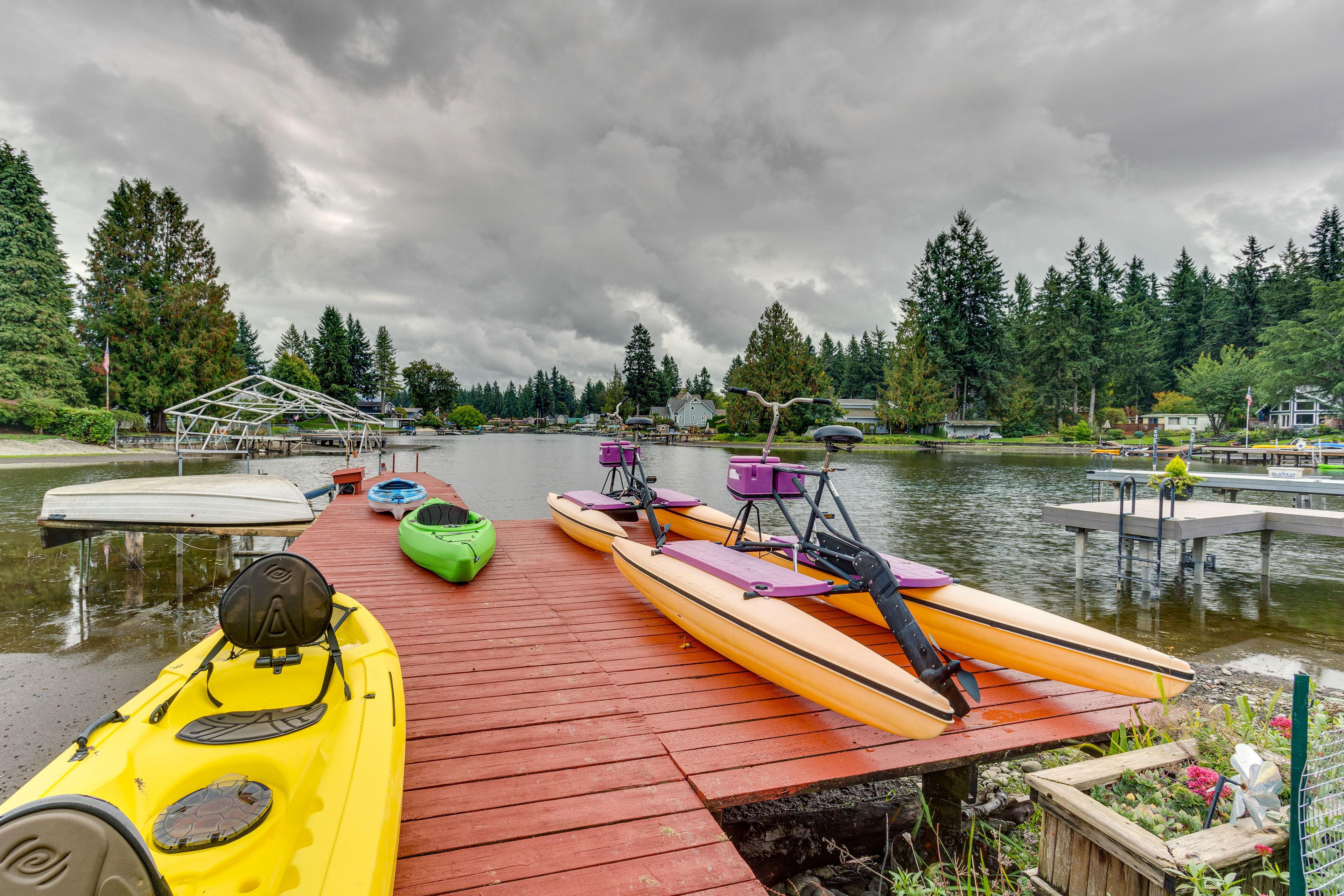 Dock | Lake Sawyer Access | Boat Parking (Up to 25') | Water Bikes & Kayaks