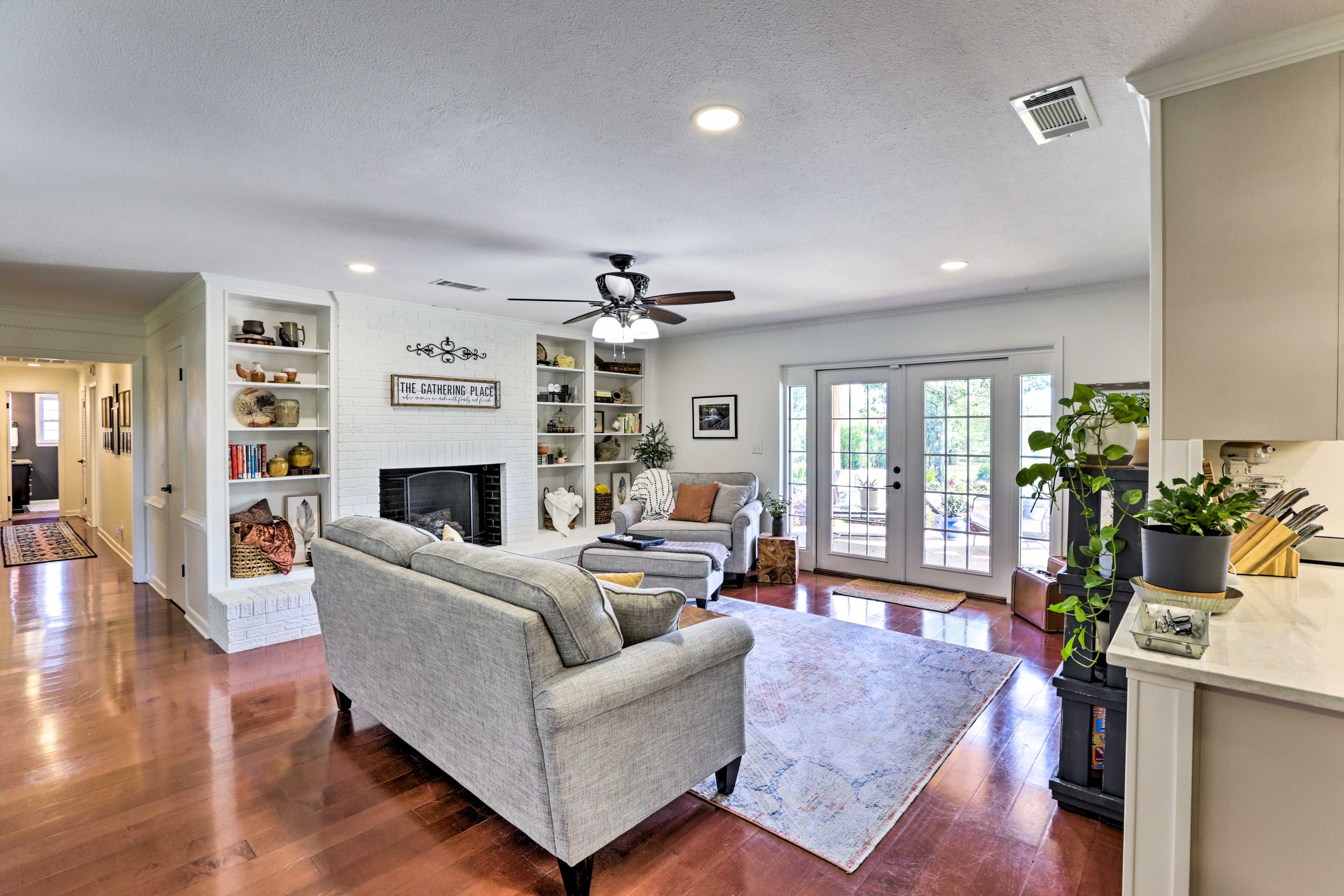 Living Room | Fireplace | Books | Board Games | Patio Access
