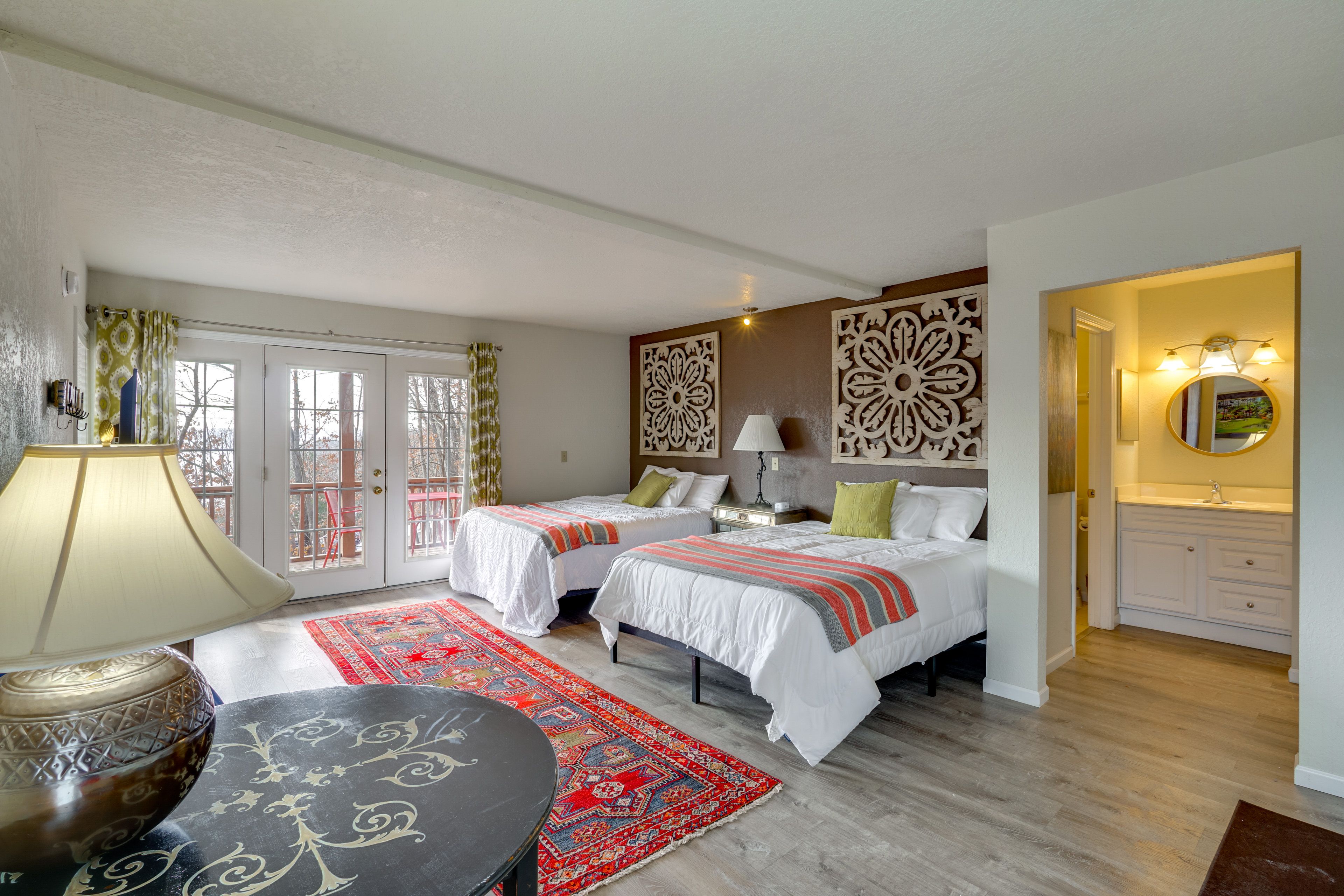 Bedroom 3 | 2 Queen Beds | Lower Level | Separate Entrance | Private Deck