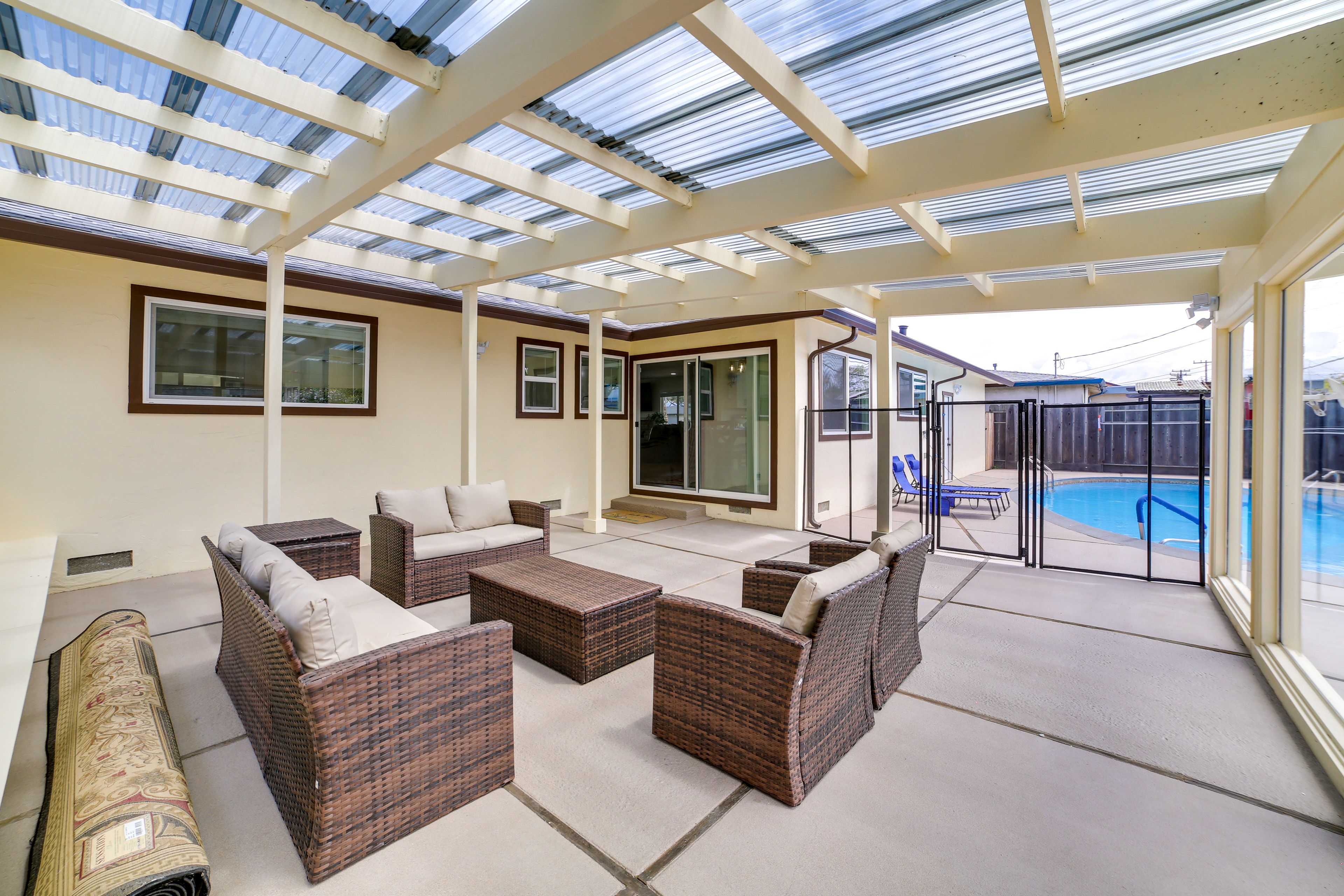 Private Covered Patio | 1-Story House | 10 Mi to Marina State Beach