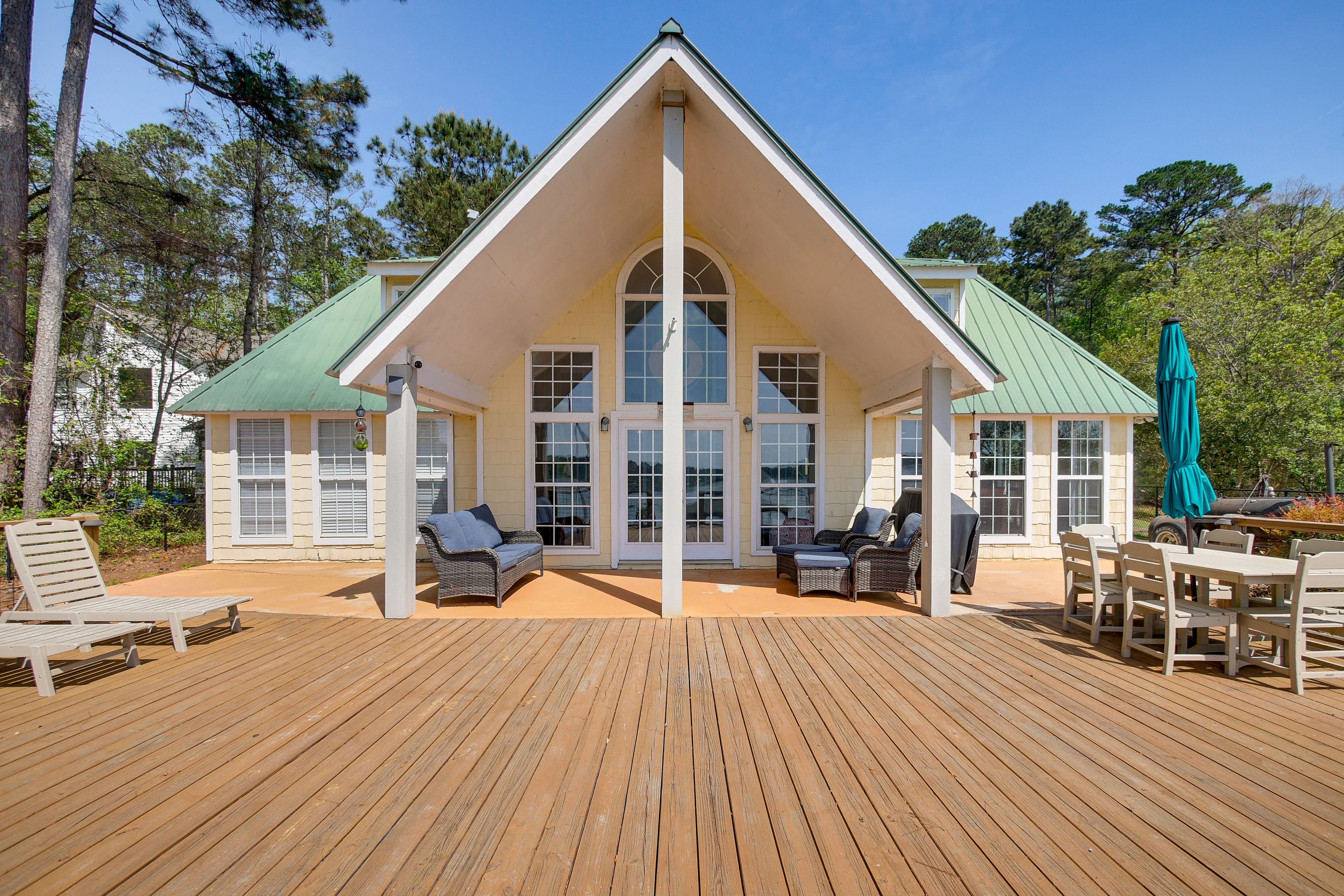 Spacious Deck | Outdoor Dining & Seating | Lake Views