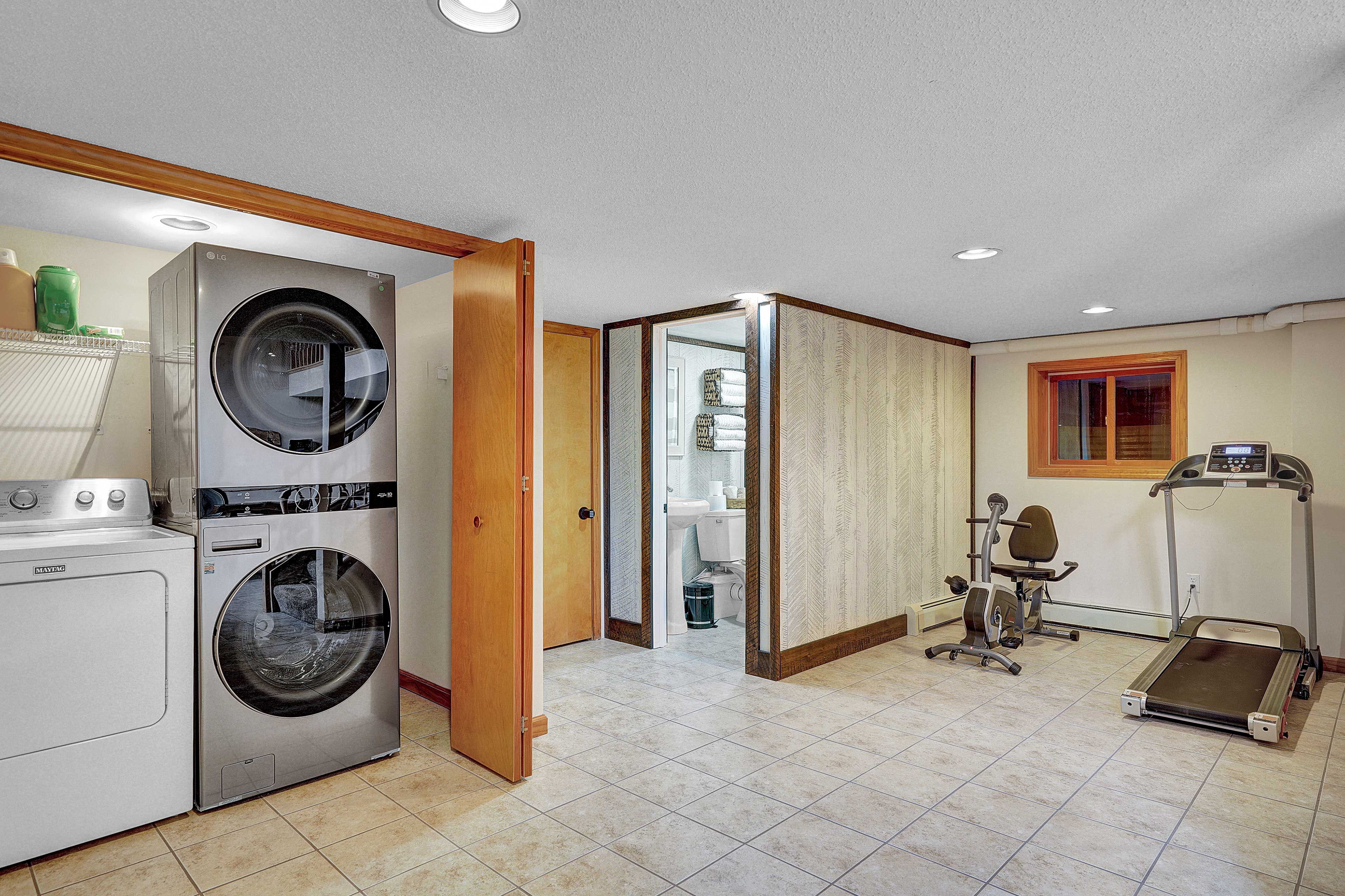 Home Gym | Stationary Bike | Treadmill | Washer | Dryer