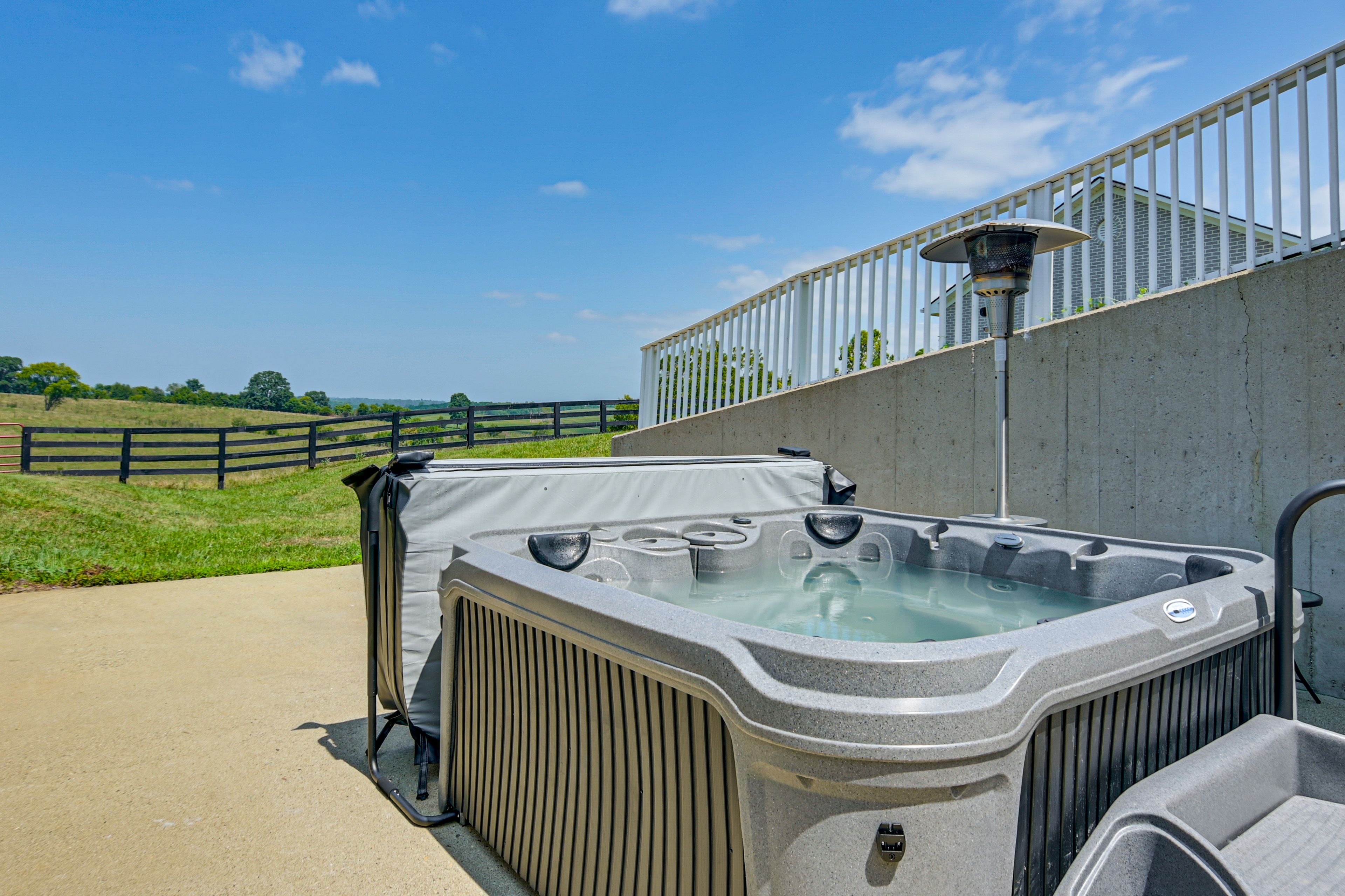 Patio | Private Hot Tub | Private Above-Ground Pool