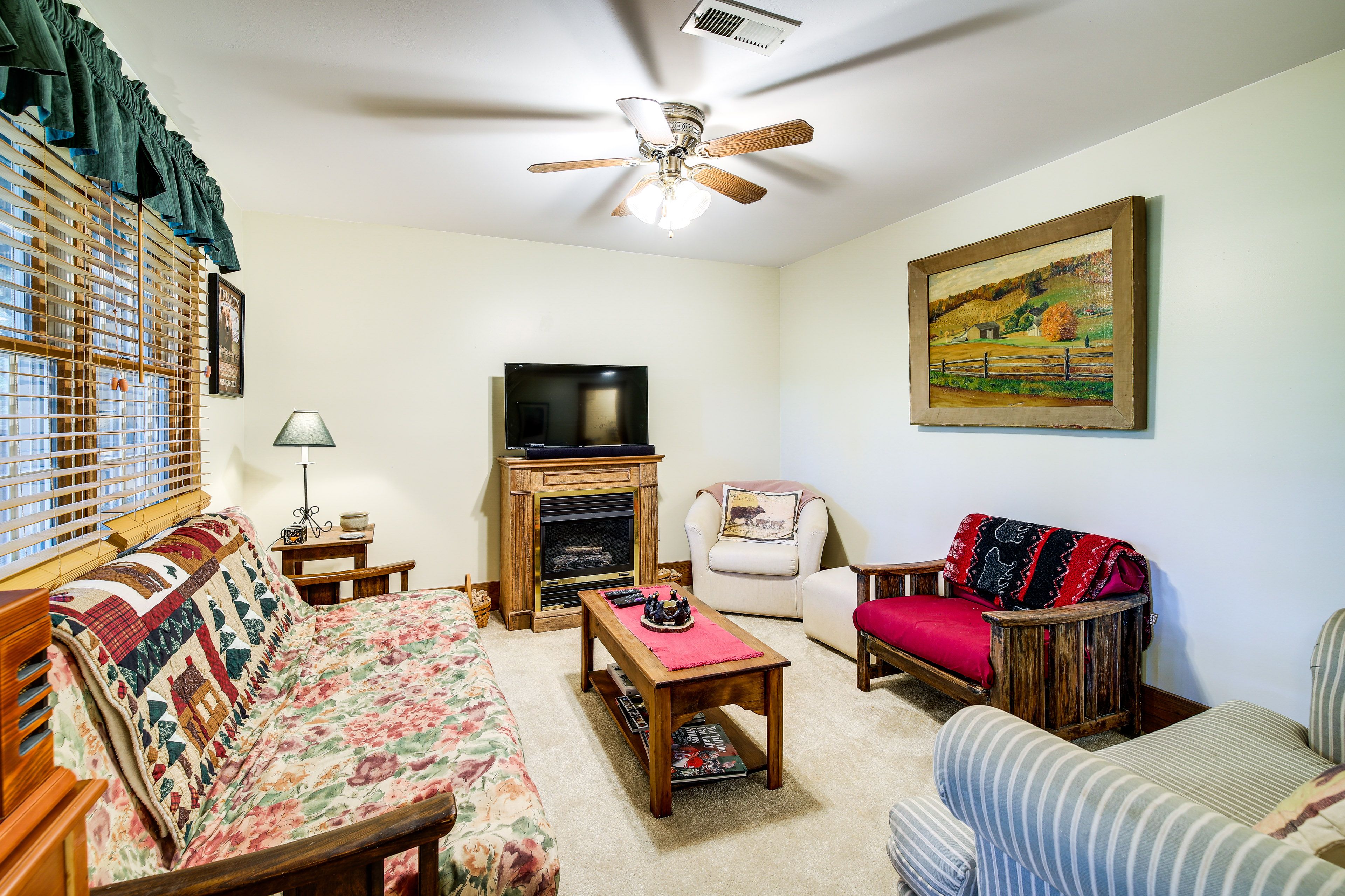 Additional Living Space | Lower Level | Full Futon | Central A/C + Heating