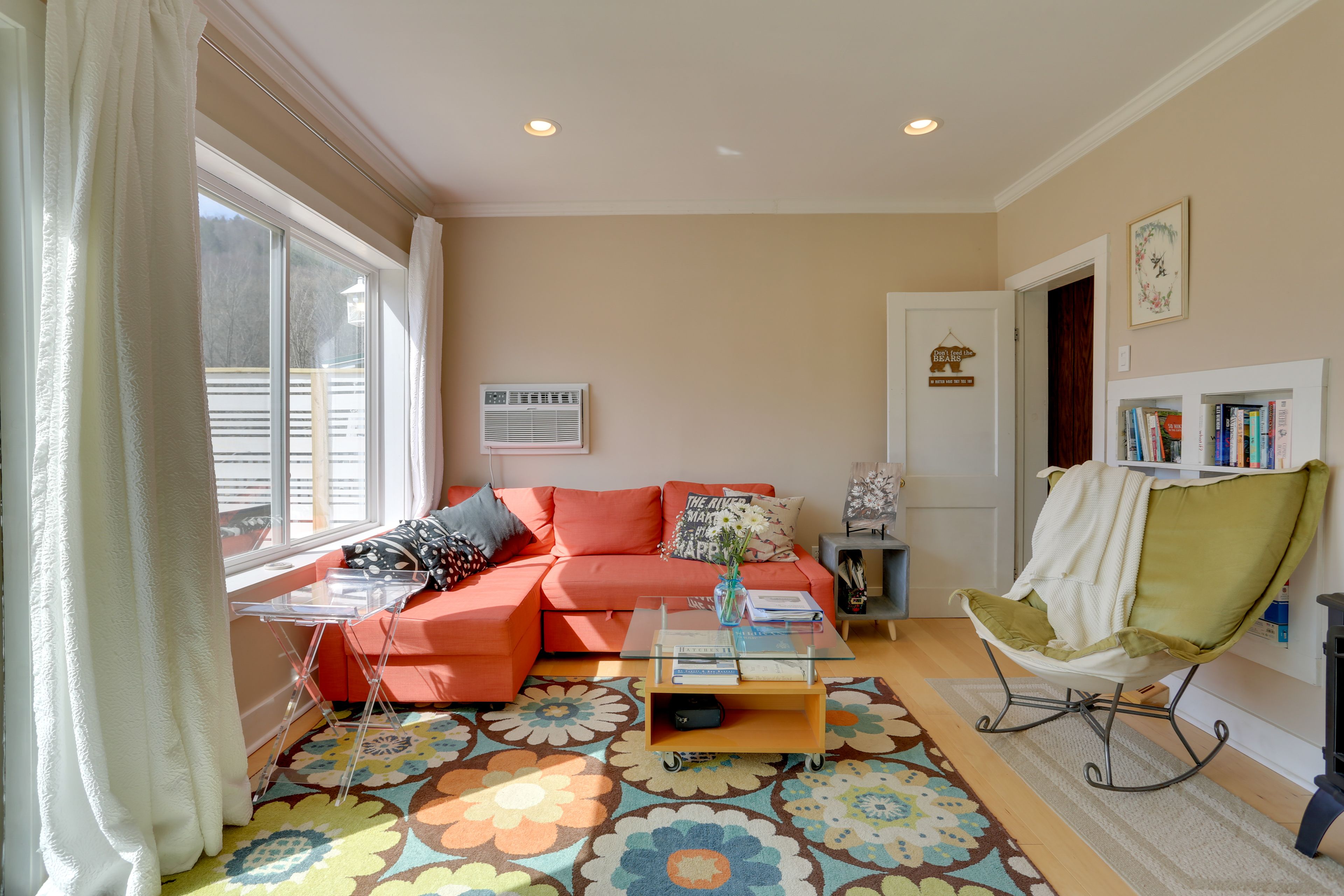 Living Room | Queen Sleeper Sofa | Main Floor | Window A/C Unit