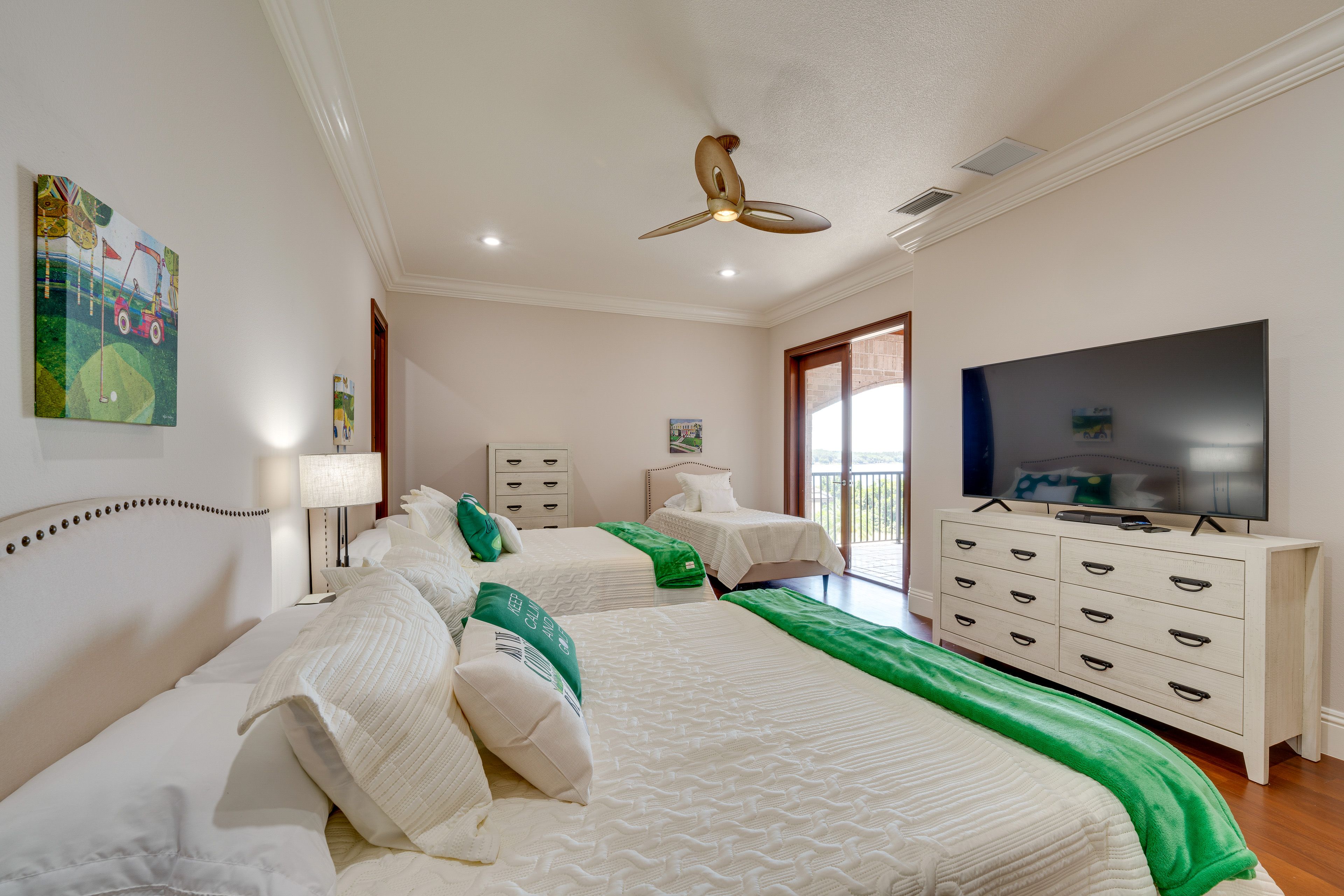 Bedroom 1 | 2 Queen Beds | Twin Bed | Smart TV | Linens Provided