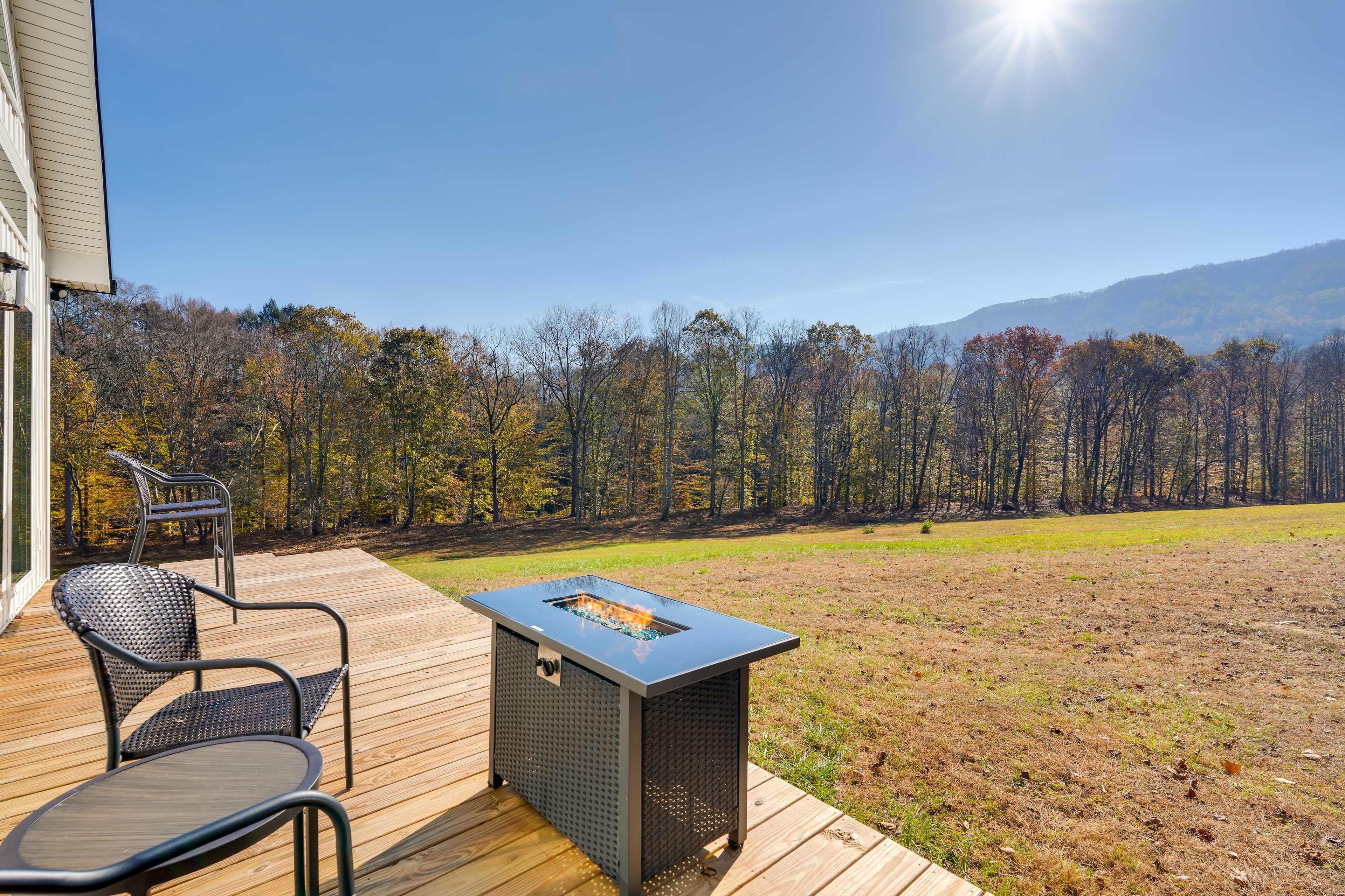 Deck | Tabletop Fire Pit | Mountain Views