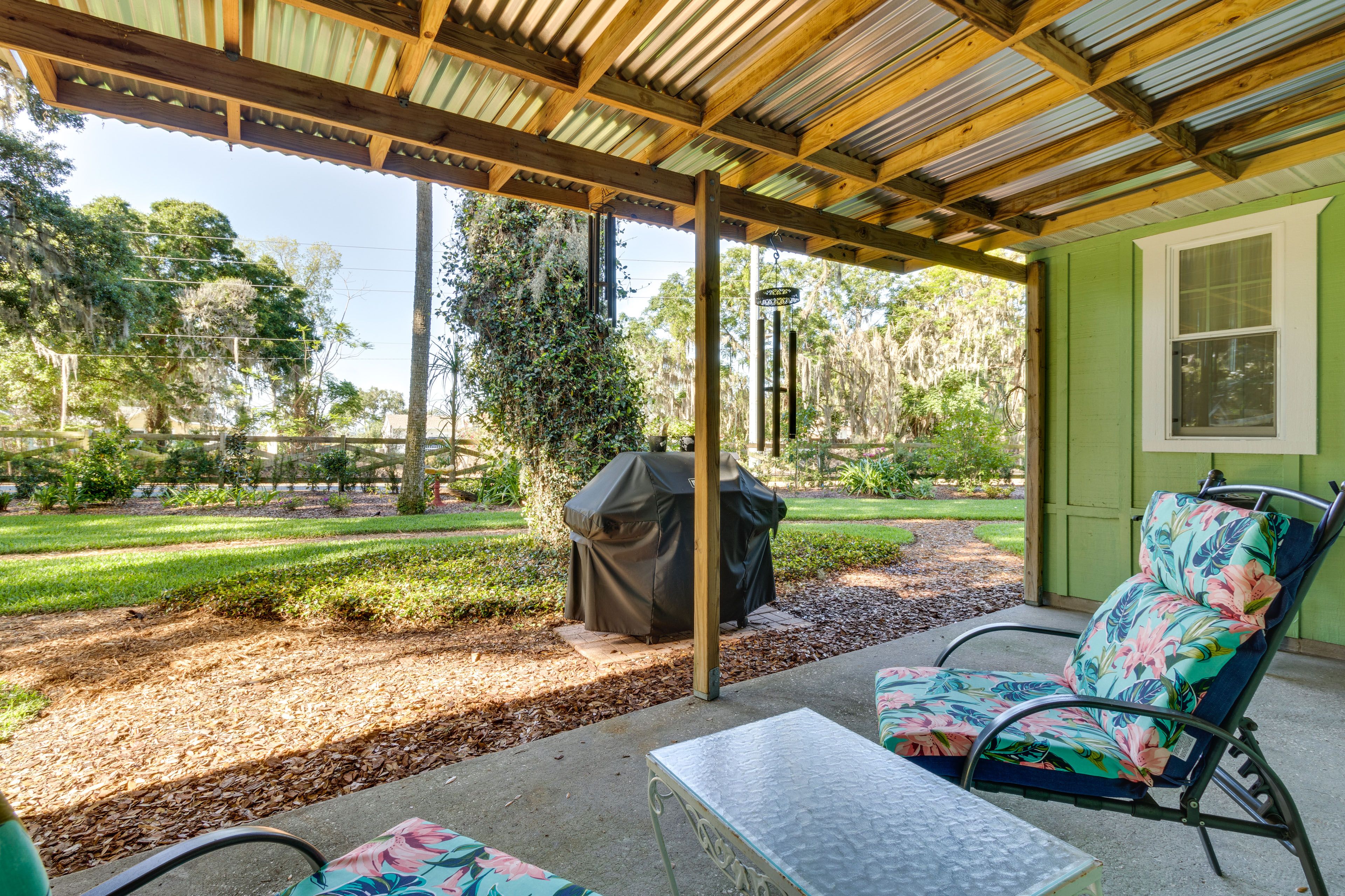 Private Backyard Area | Charcoal Grill | Weber Genesis BBQ Grill | Ample Seating