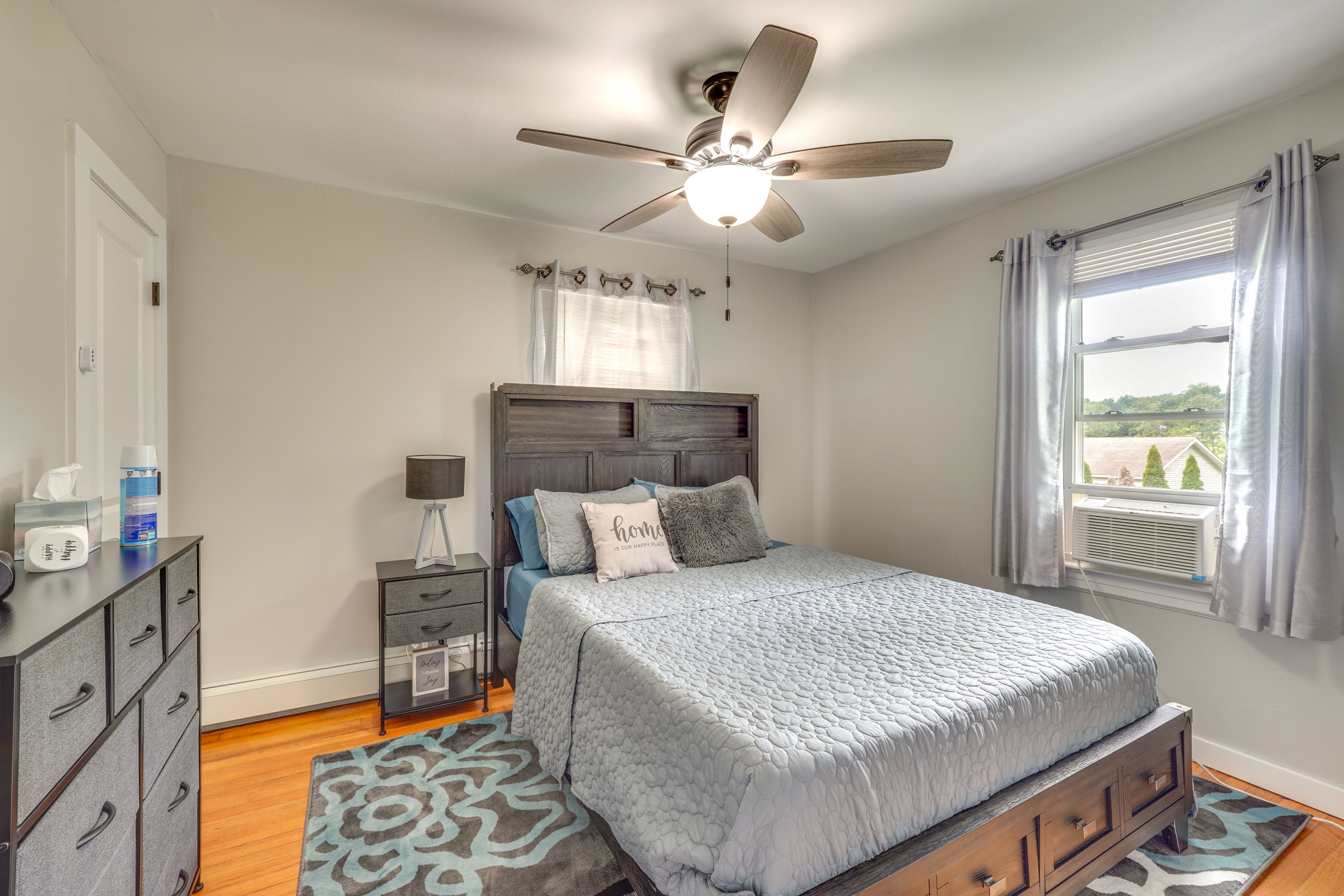 Bedroom 1 | Queen Bed | Linens Provided | Electric Fireplace