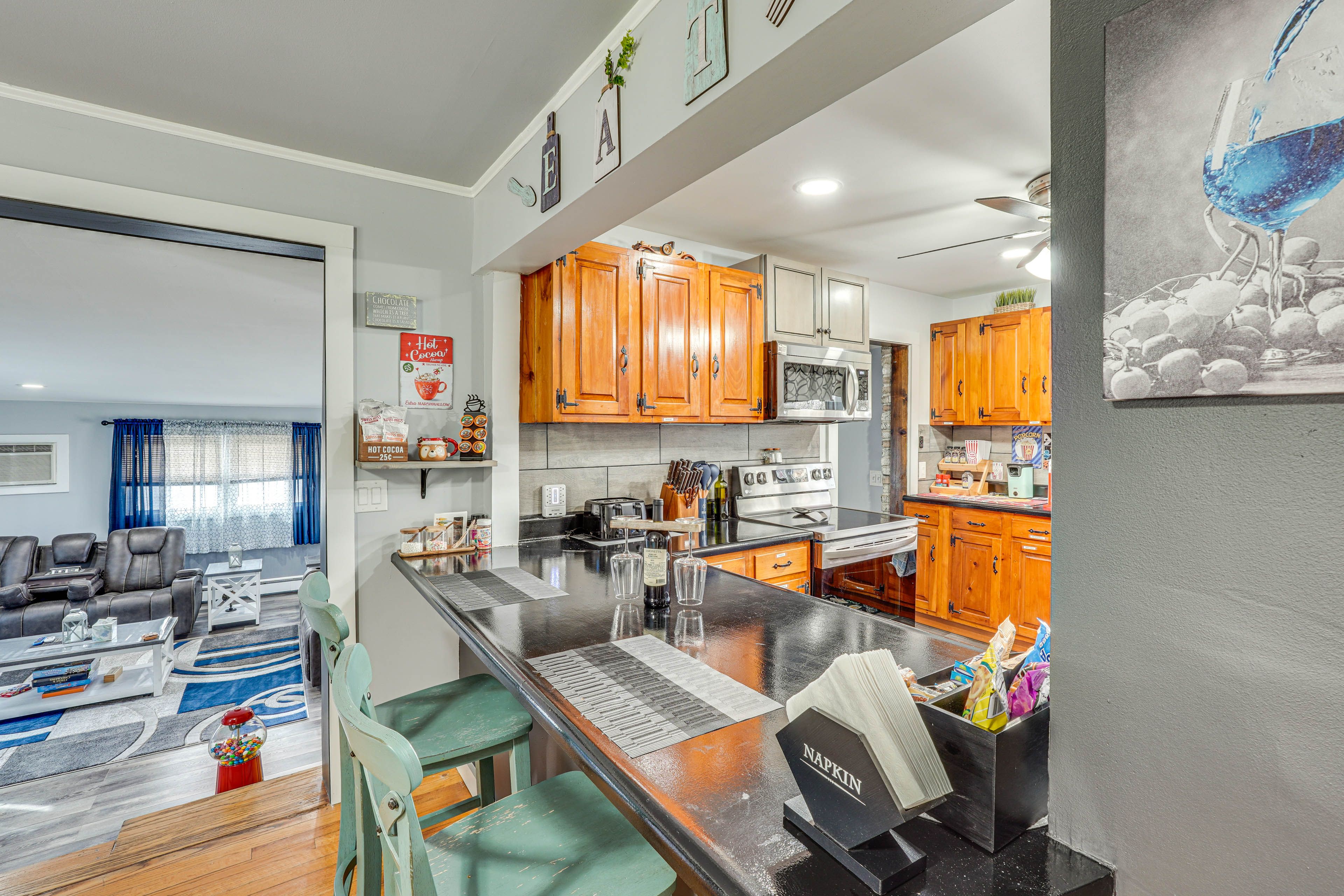Kitchen | Coffee Bar | Popcorn Machine | Cooking Basics