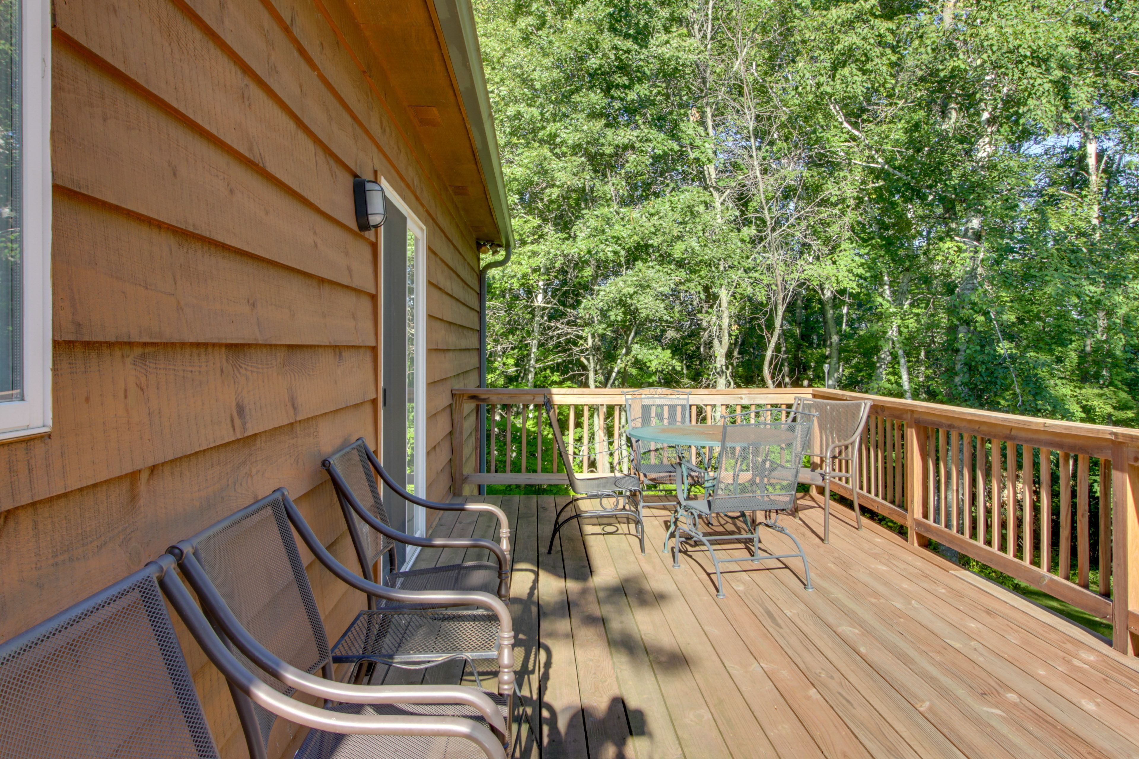 Deck | 45-Acre Property | Hiking Trails On-Site
