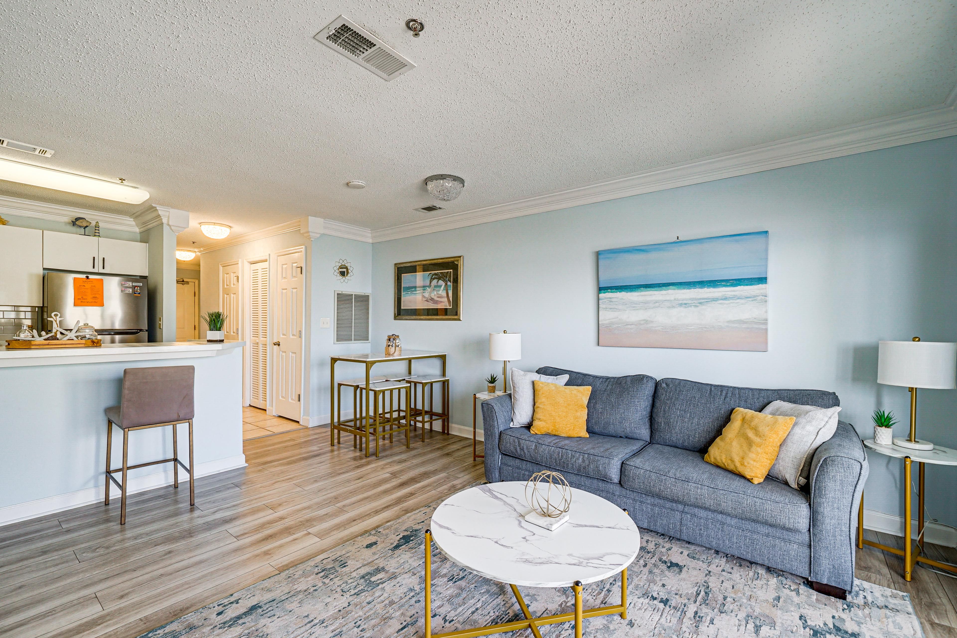 Living Room | Elevator Access | Community Perks | Expansive Ocean Views