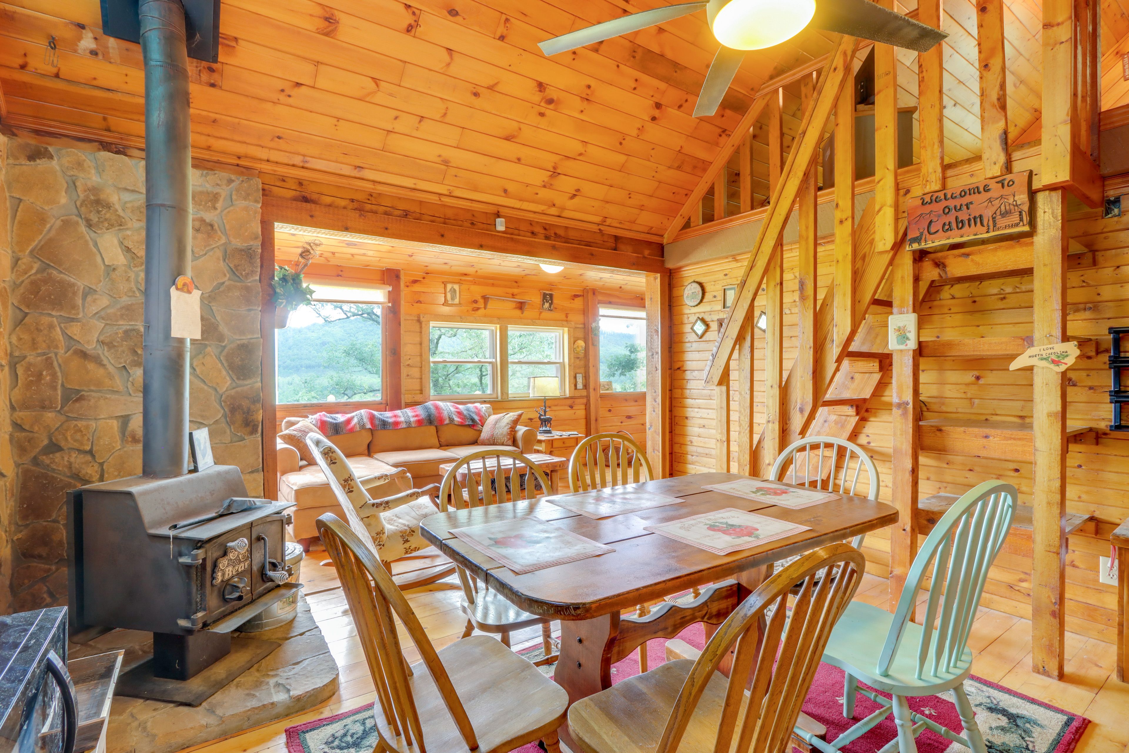 Dining Area | 2-Story Cabin | Free WiFi
