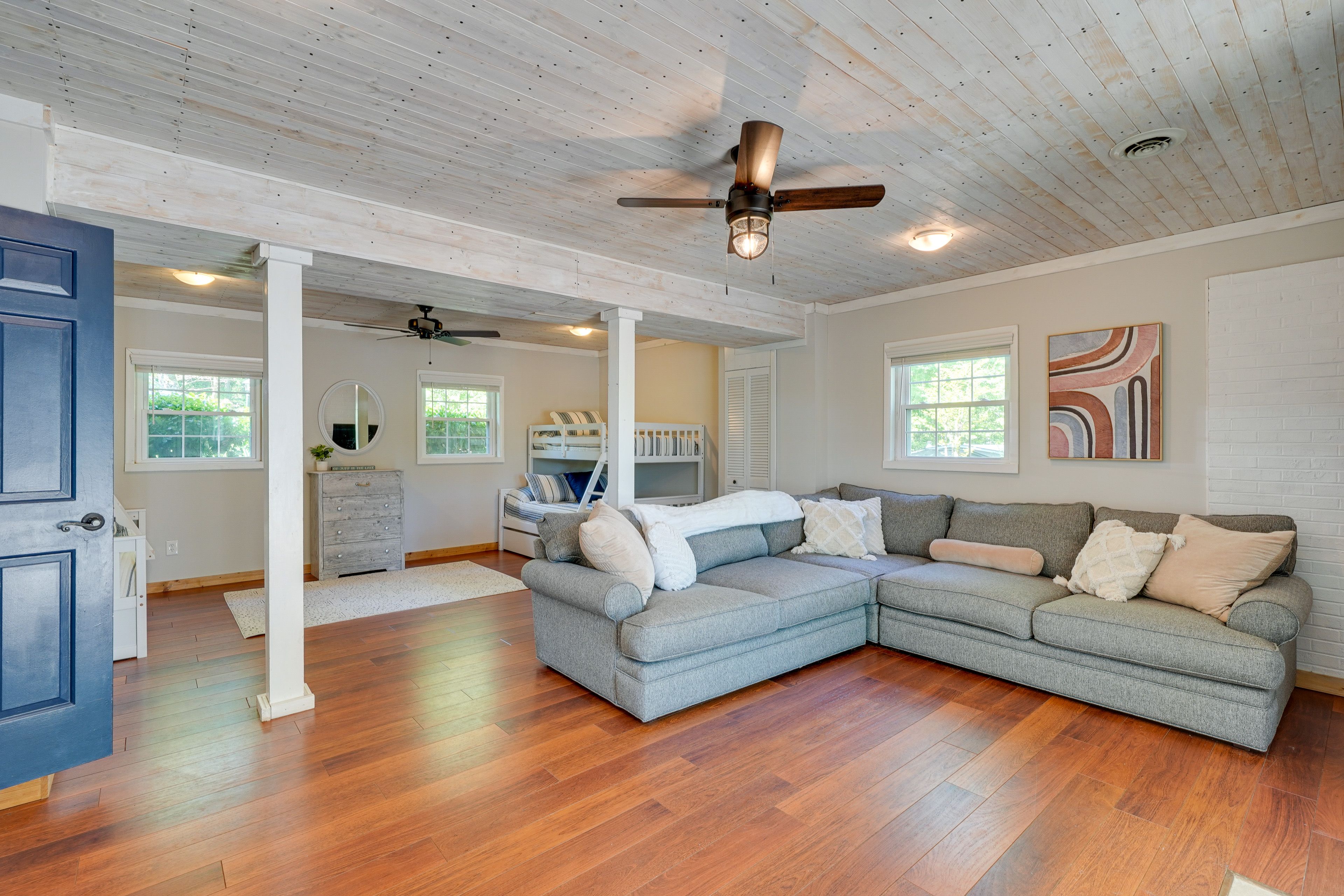 Bedroom 4 (Basement) | 2 Twin/Full Bunk Beds w/ 2 Twin Trundles | Smart TV