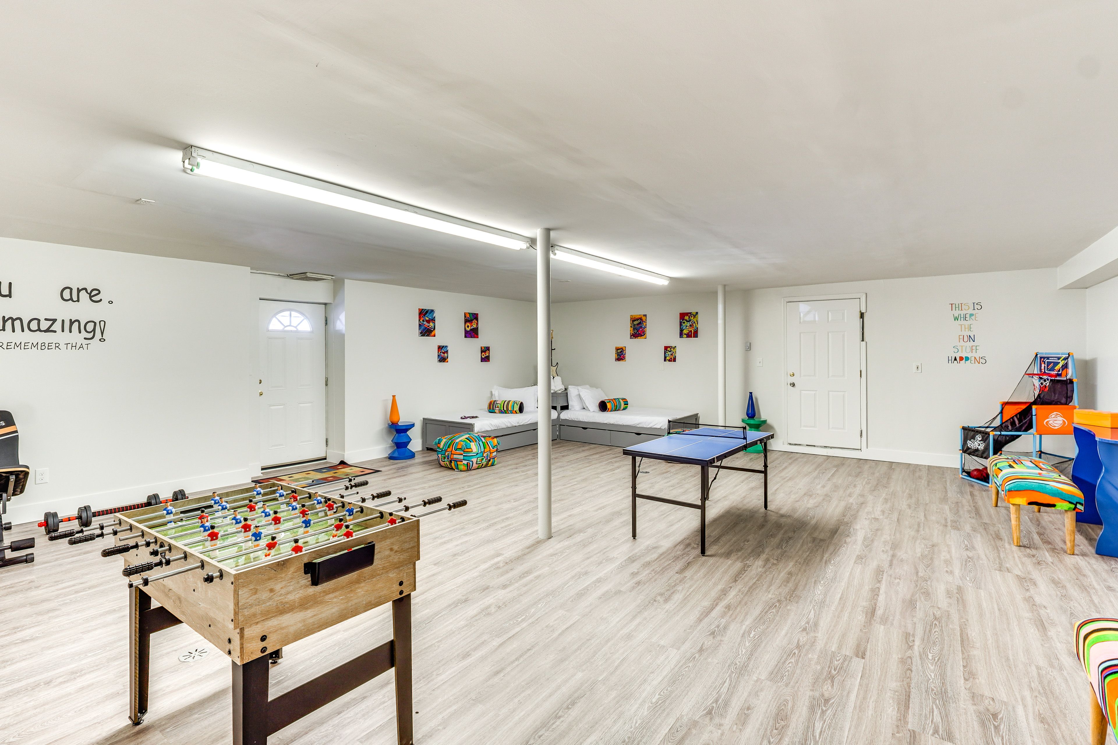 Game Room | 2 Twin Beds, 1 Twin Trundle | Foosball | Games | Workout Equipment