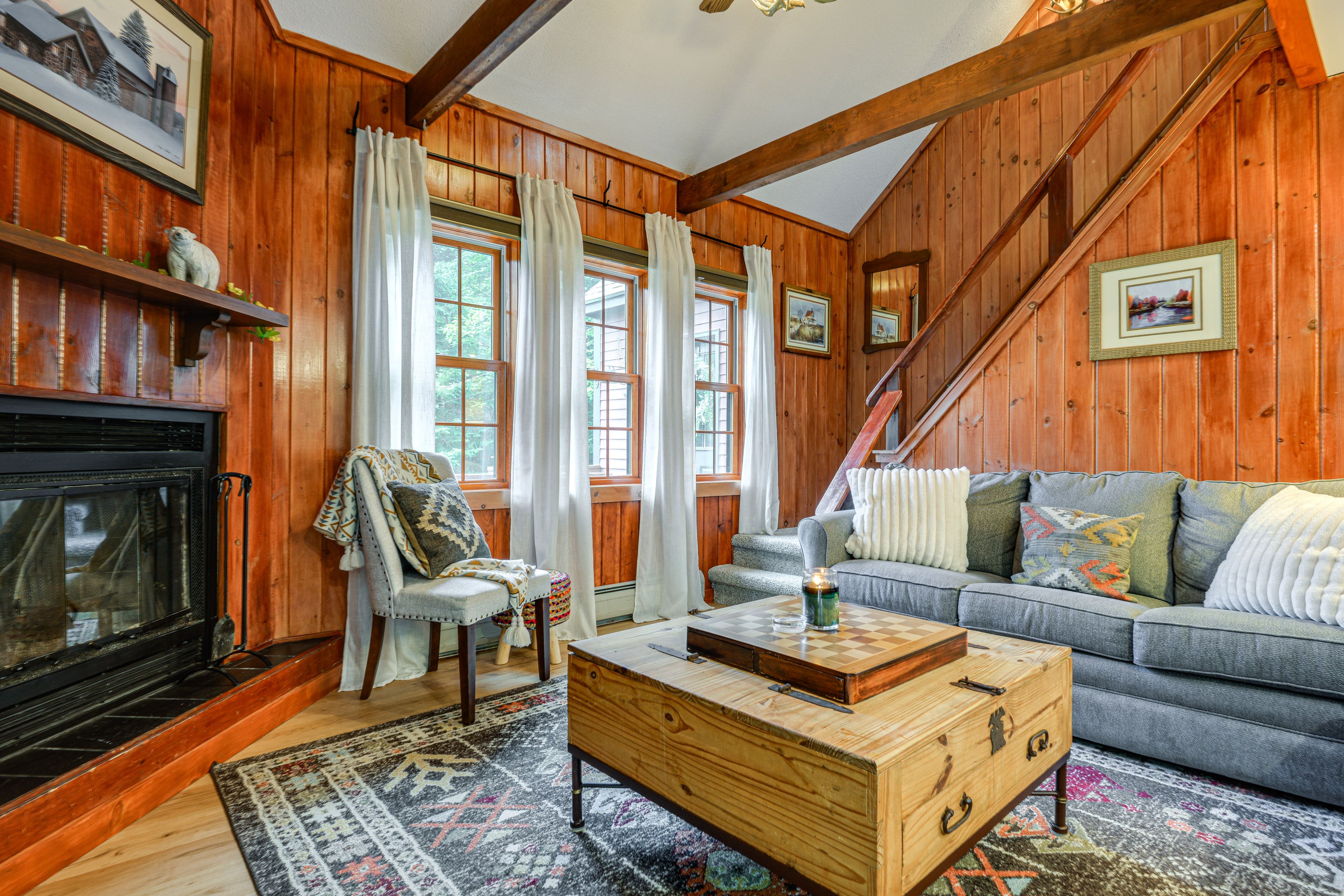 Living Room | Wood-Burning Fireplace | Free WiFi | 2,200 Sq Ft