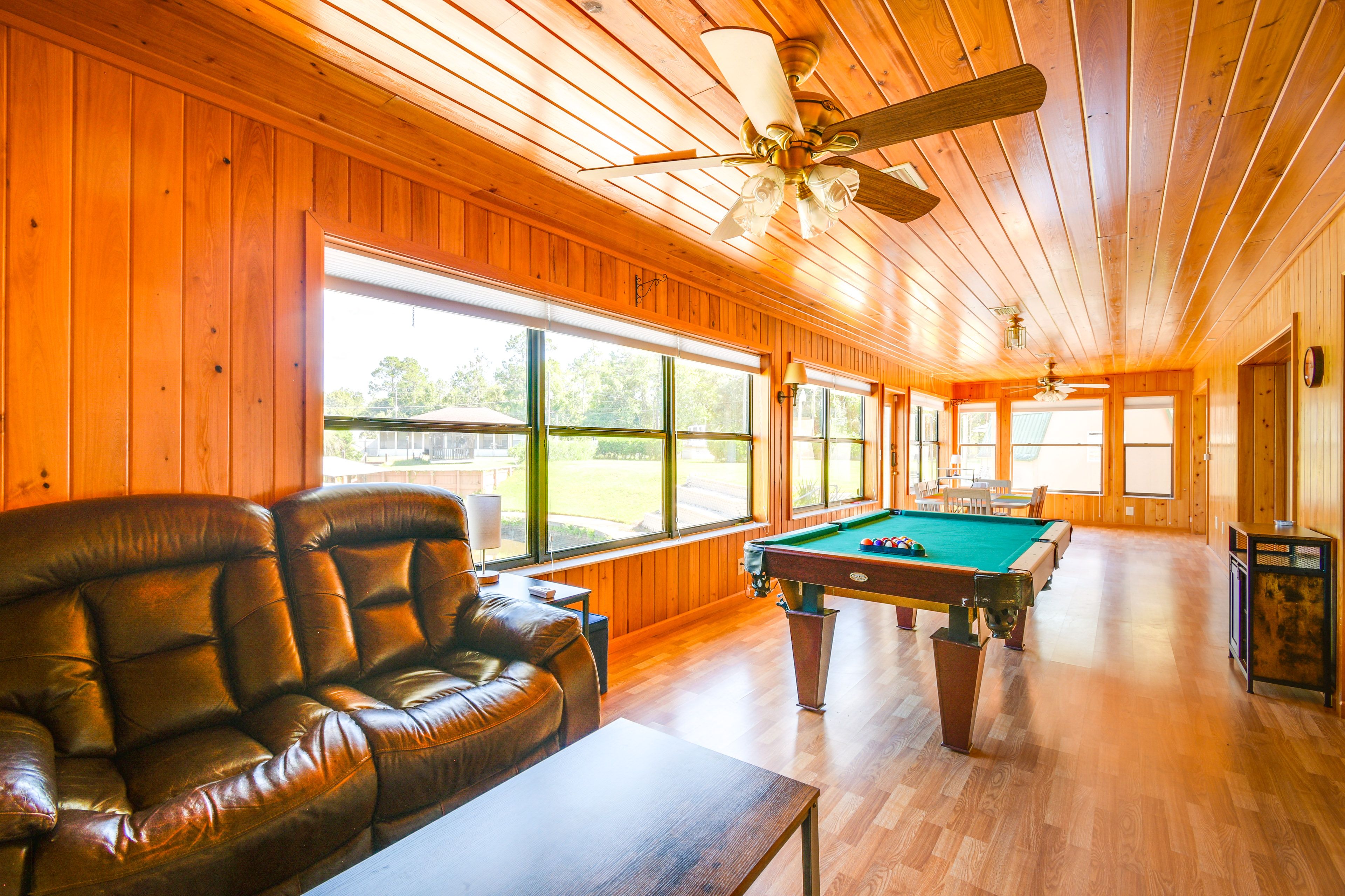 Florida Room | Laptop-Friendly Area | Pool Table | Additional Dining Area