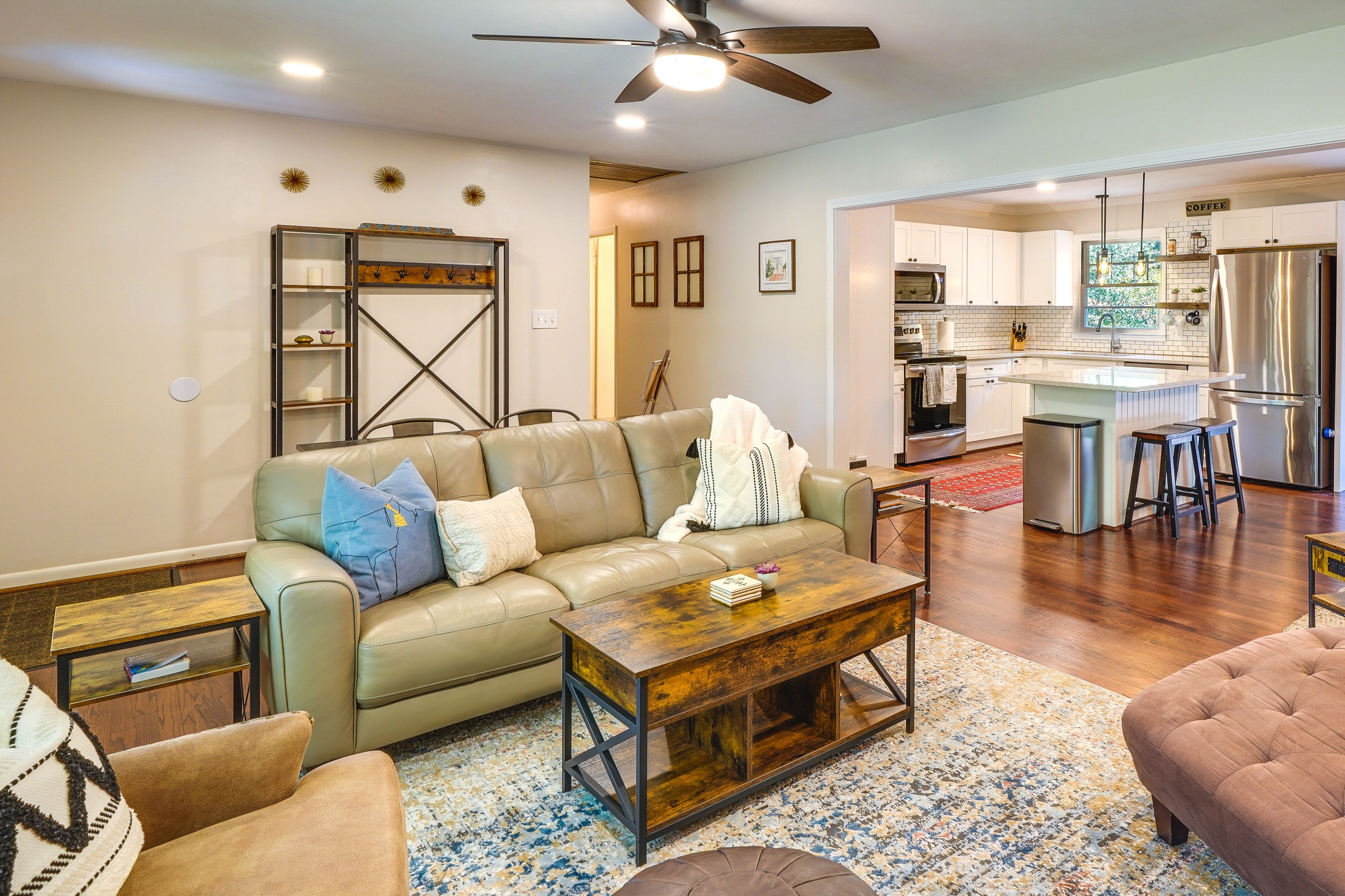 Living Area | Smart TV | Laptop Workspace
