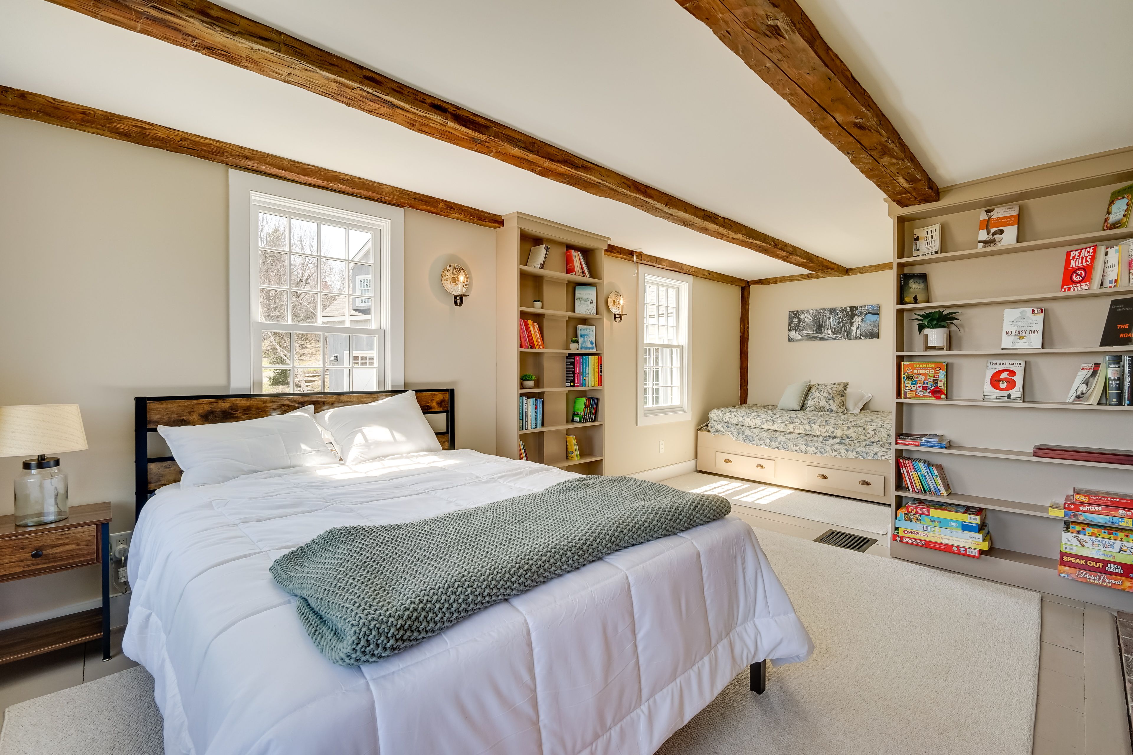 Bedroom 1 | Queen Bed | Twin Daybed | Fireplace | En-Suite Bathroom