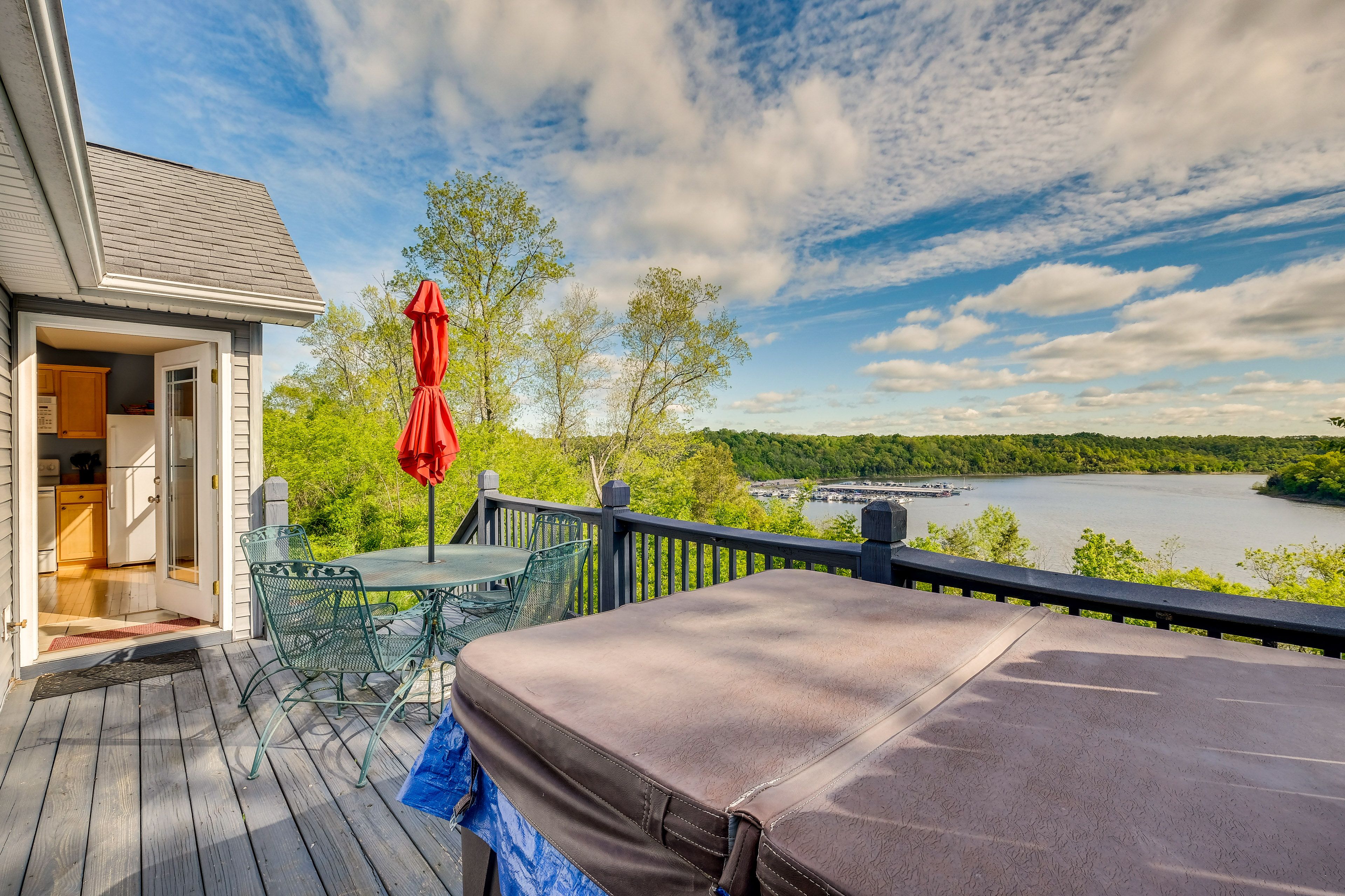 Deck | Private Hot Tub | Dining Area | Lake Views