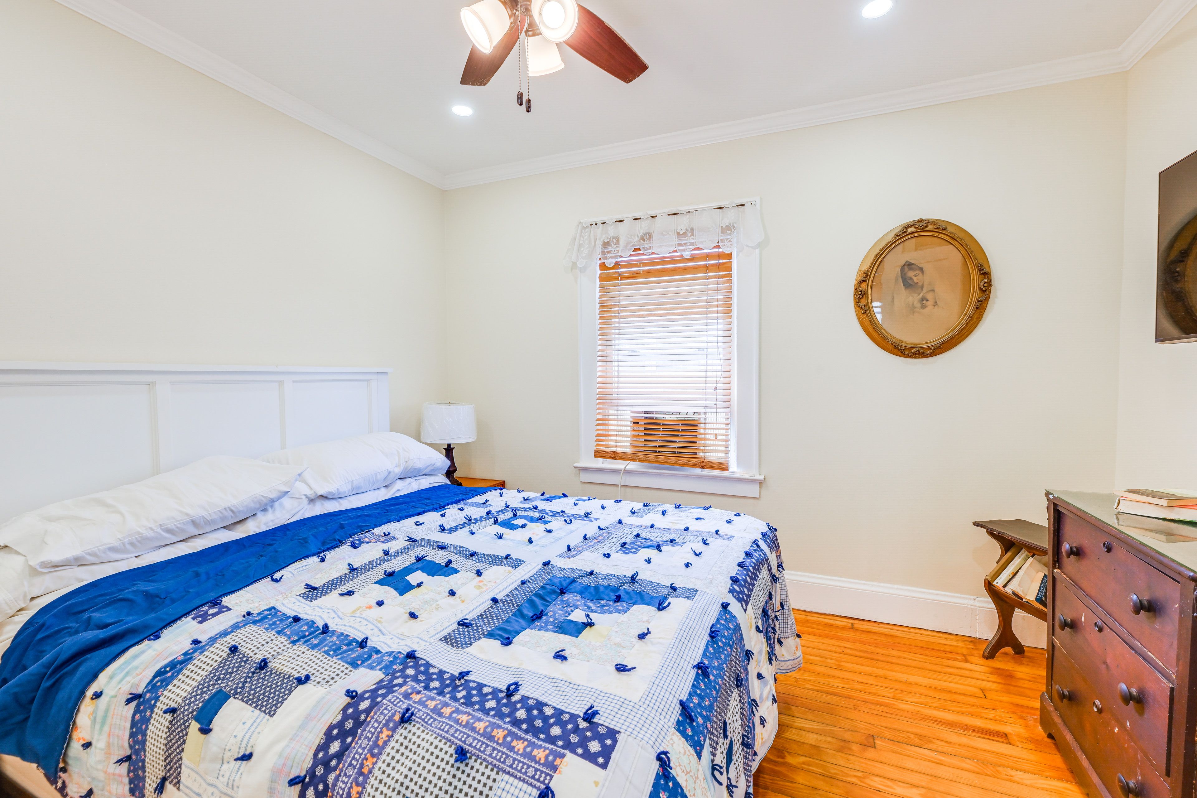 Bedroom 1 | Queen Bed | Linens Provided | A/C Window Unit
