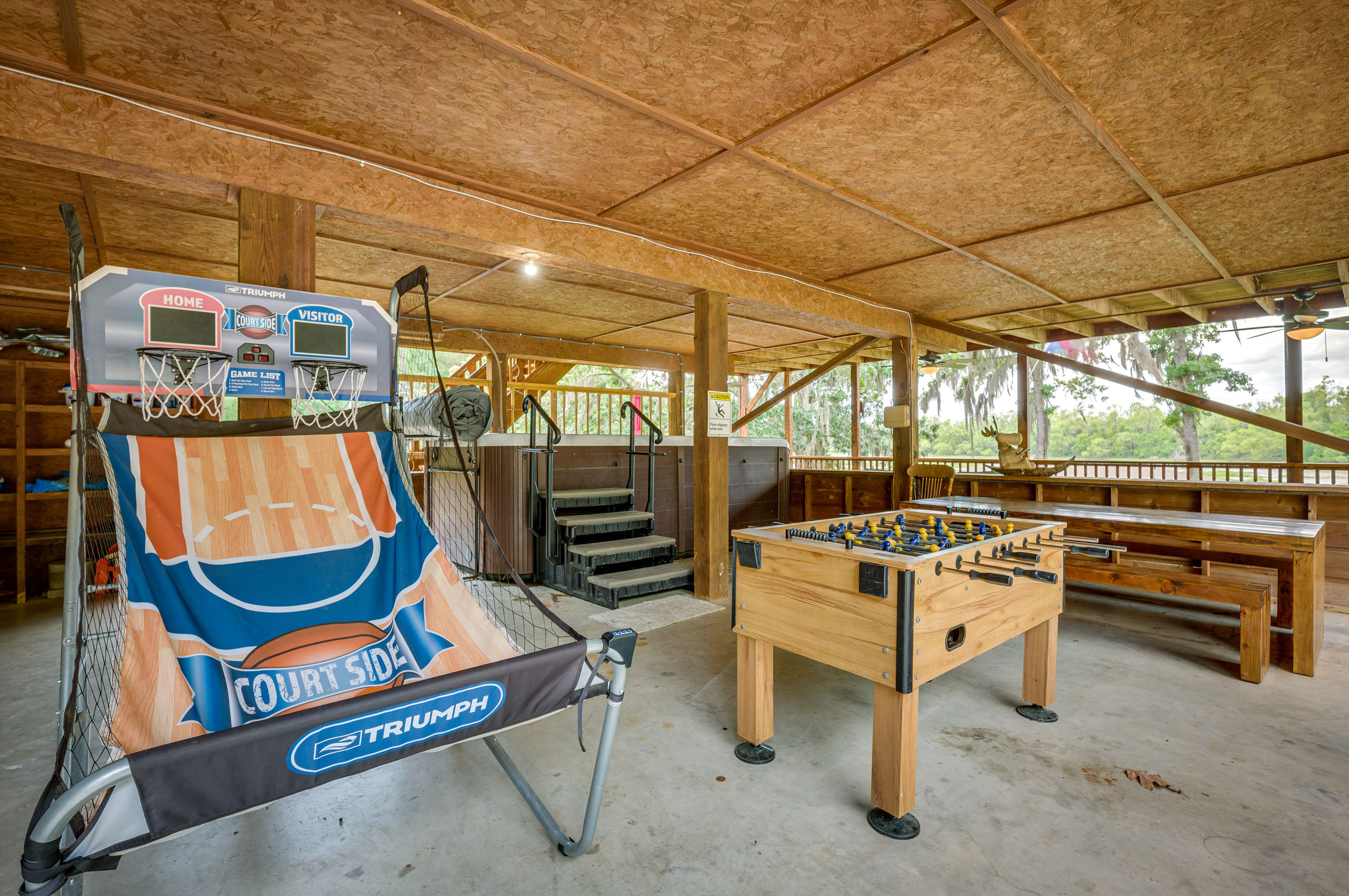 Covered Patio | Foosball Table | Basketball Game | Yard Games | Picnic Table