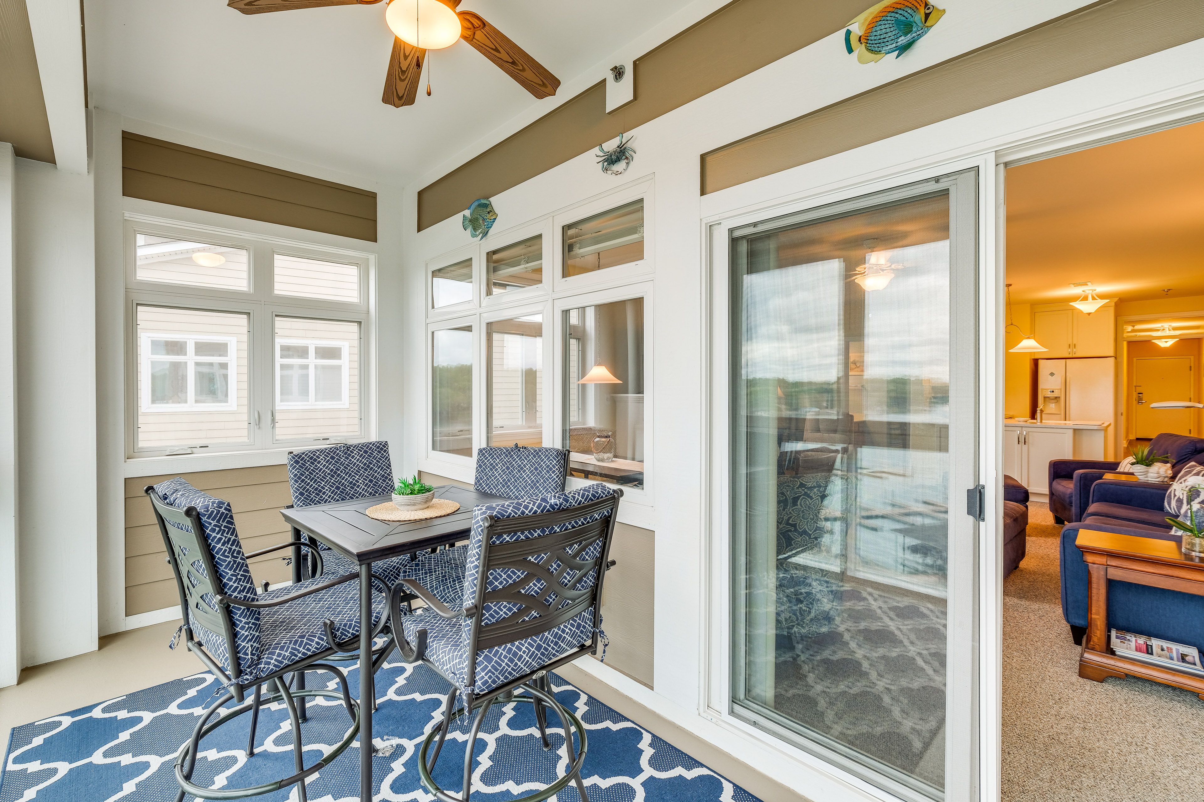 Covered Balcony | Water + Mountain Views | 1,074 Sq Ft