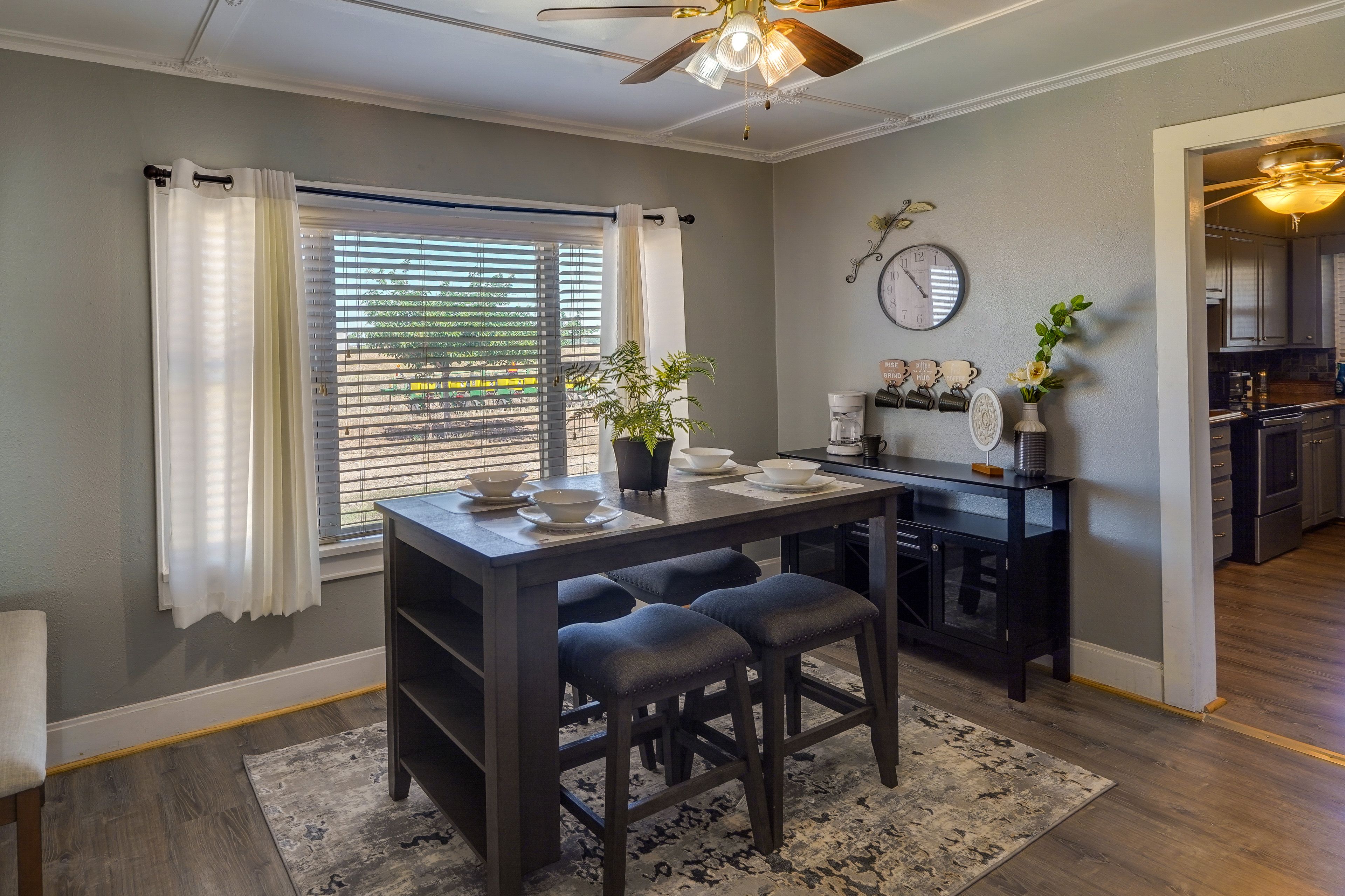Dining Room | Dishware & Flatware | Trash Bags & Paper Towels | Coffee Maker