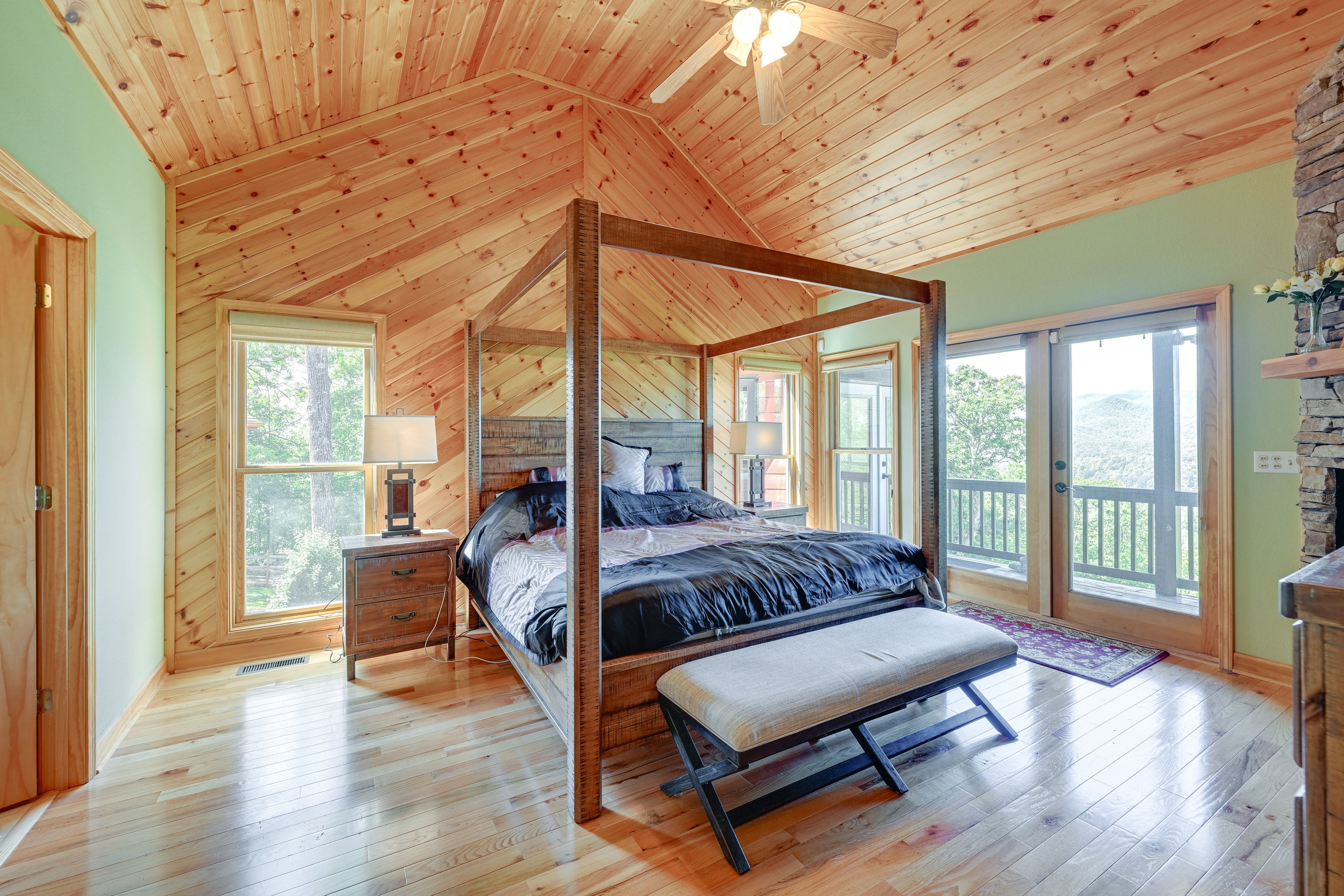 Bedroom 1 | King Bed | Linens Provided | Gas Fireplace
