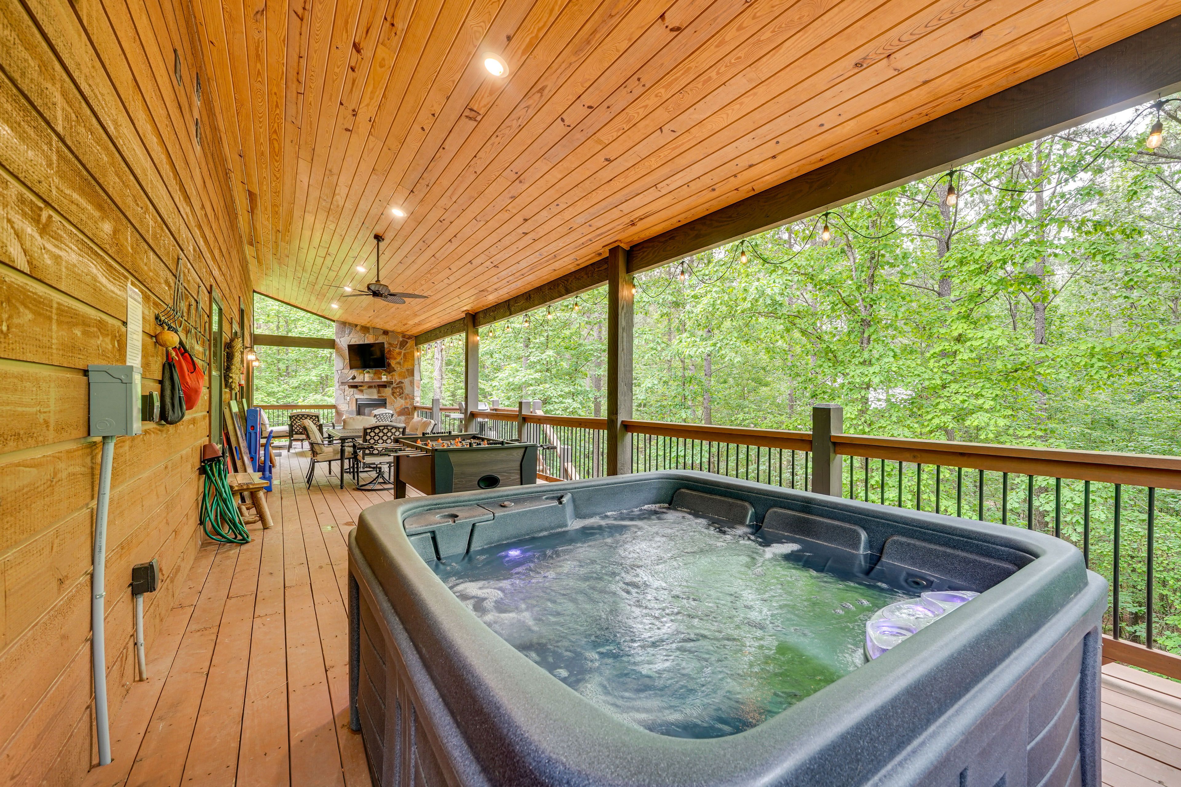 Covered Deck | Private Hot Tub | Foosball Table | Trails On-Site