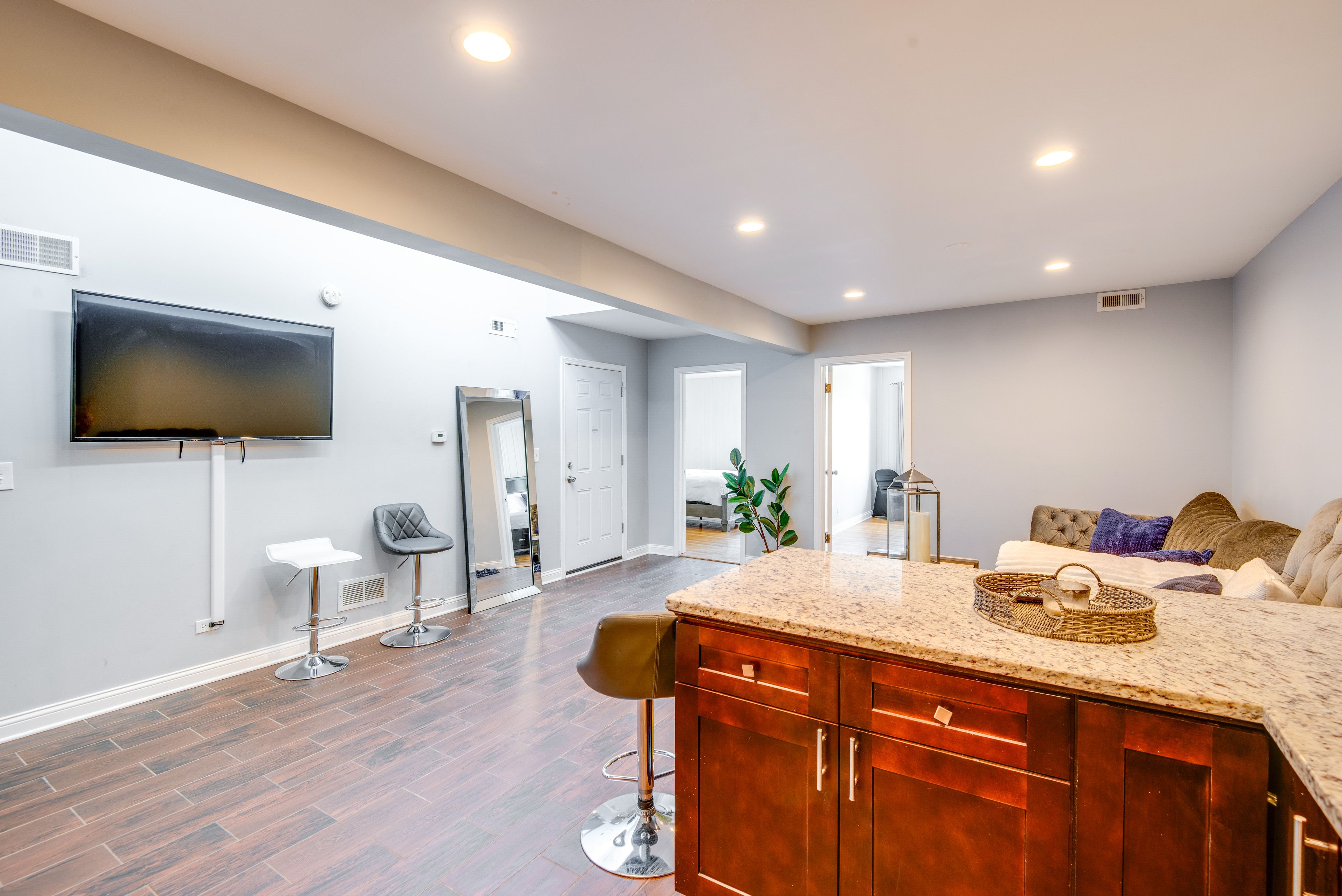 Kitchen & Living Area | 2nd-Floor Unit | Free WiFi | Central A/C & Heating