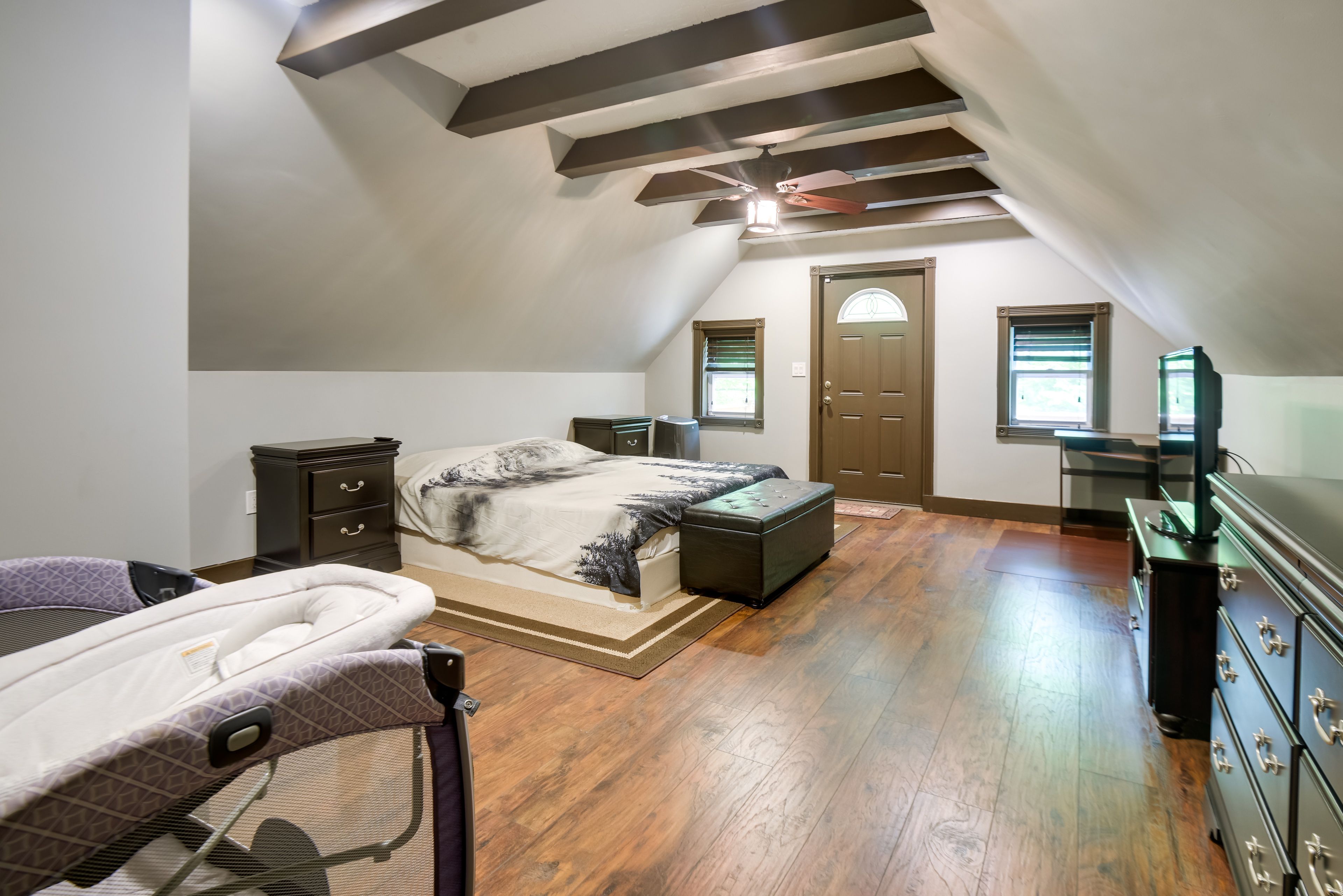 Bedroom | King Bed | Pack 'n Play | Stairs Required to Access | A/C Unit