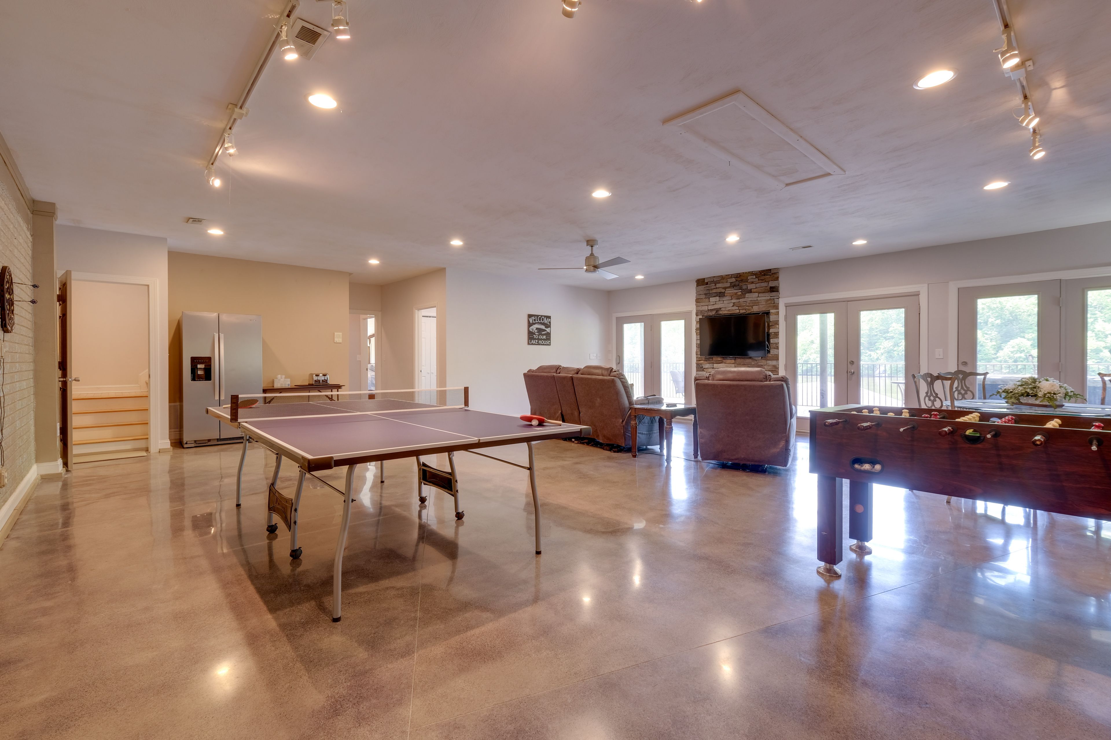 Game Room | Ping Pong & Foosball Tables | Gas Fireplace
