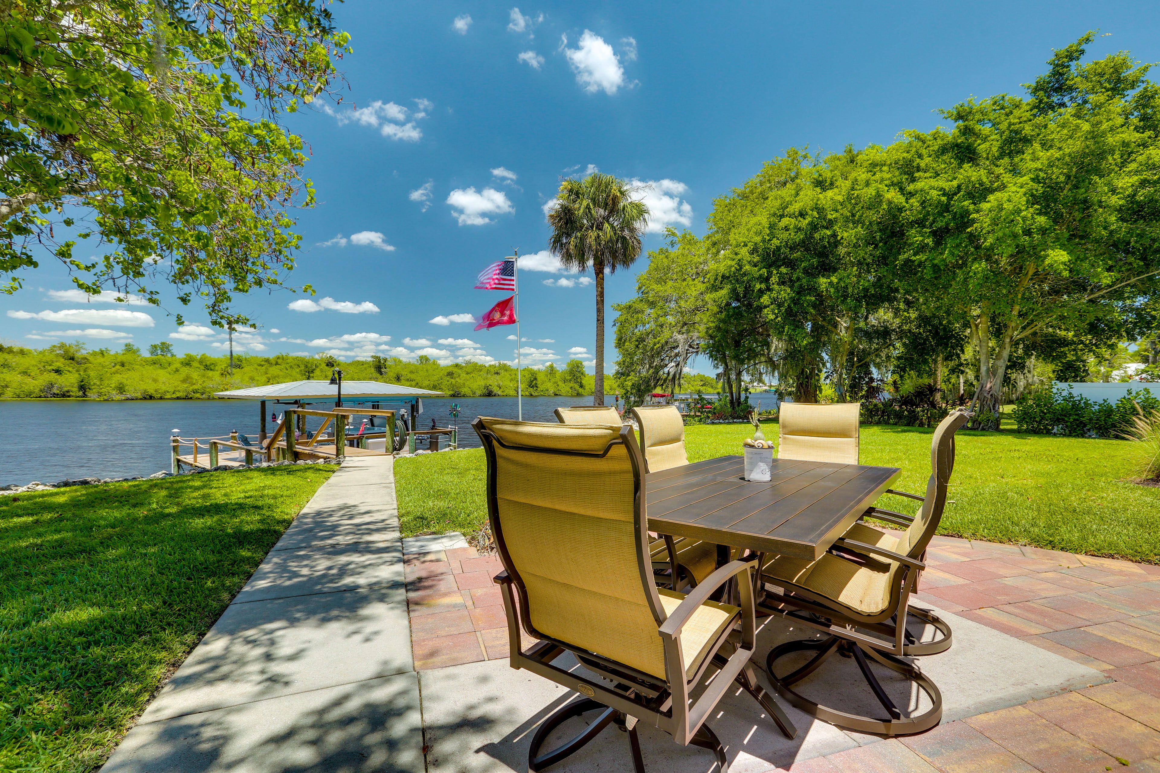 Shared Patio | Outdoor Dining Area | Lounge Seating | Water Views