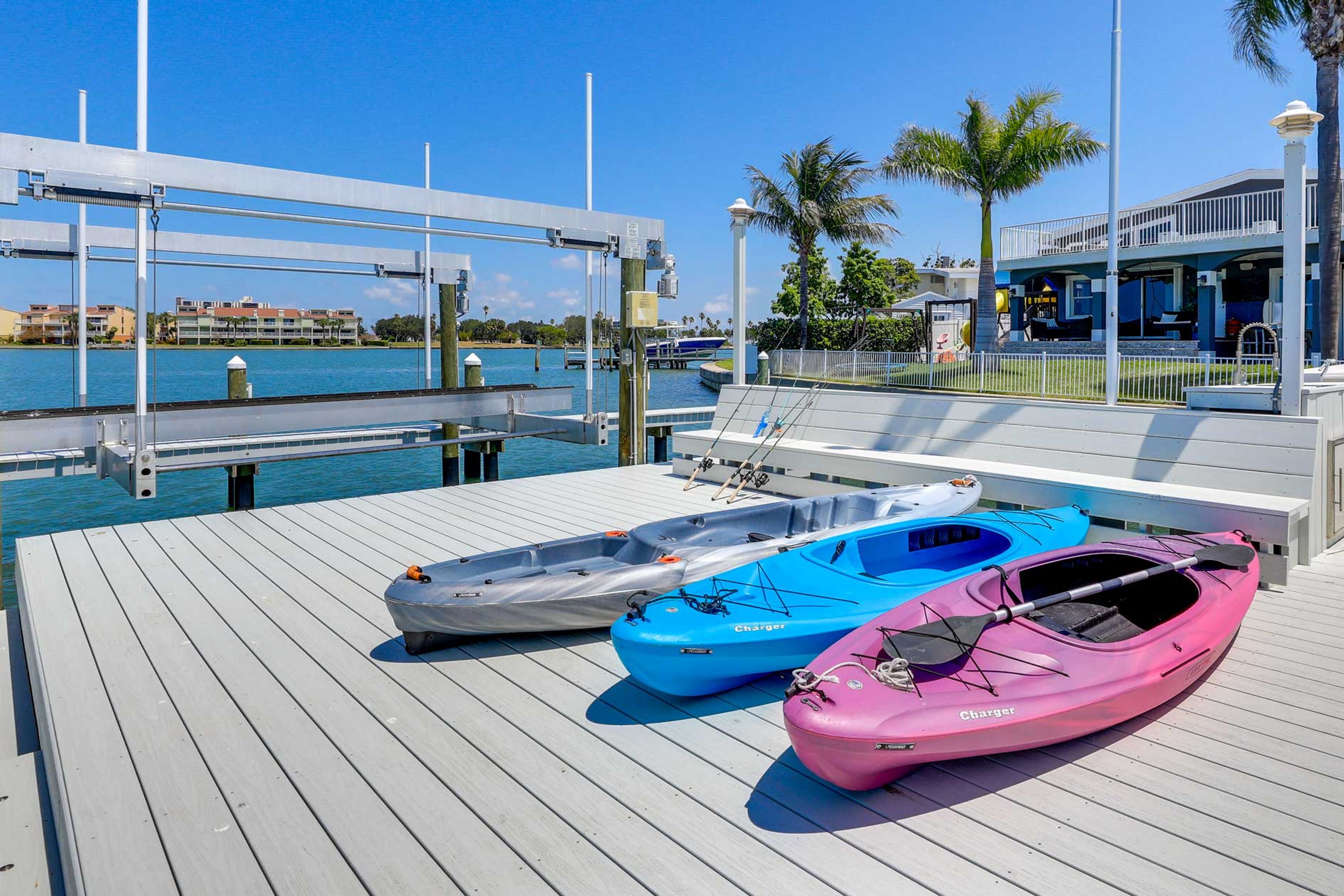 Private Dock | Kayaks | Fishing Rods