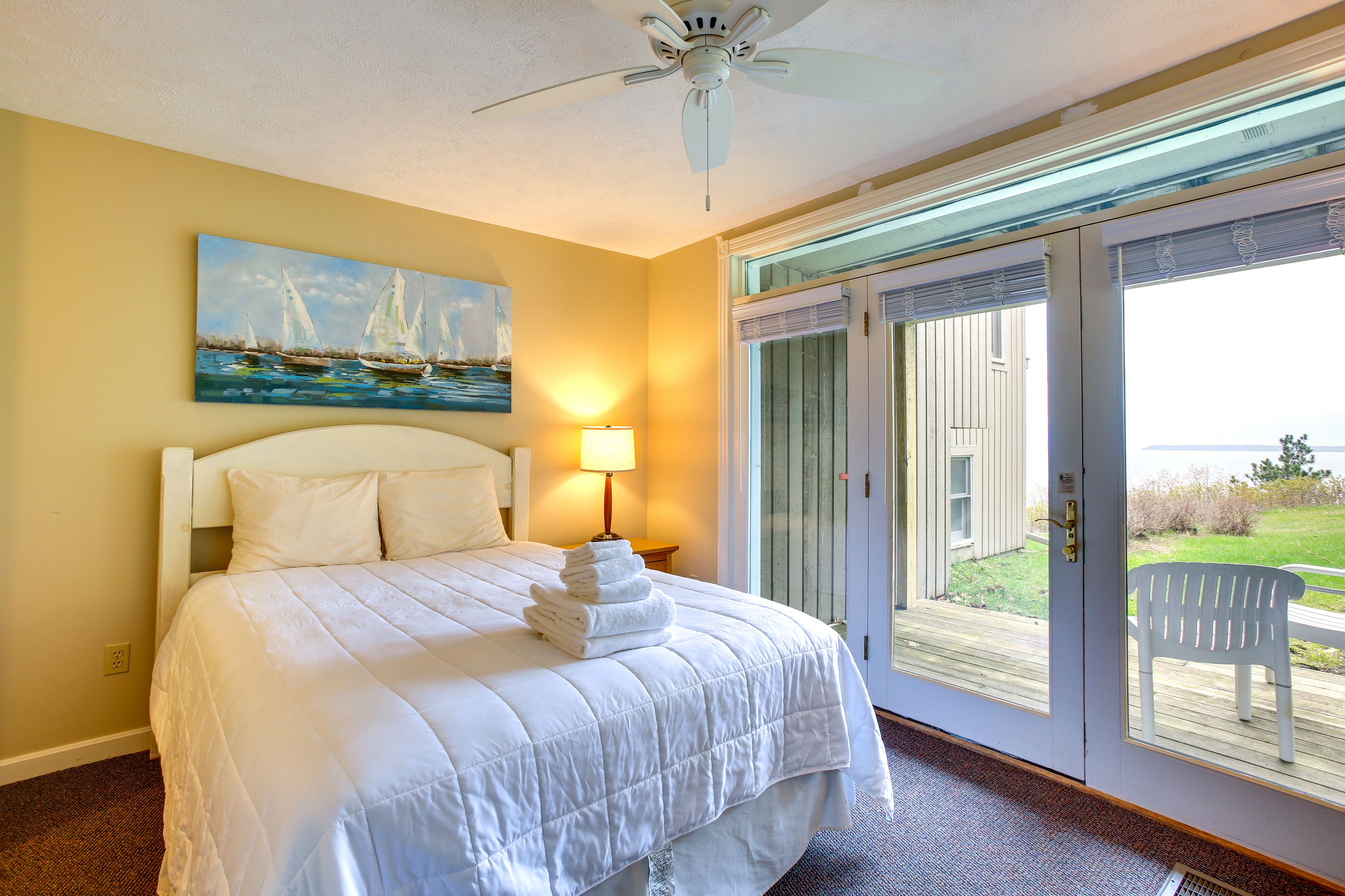 Bedroom 2 | Queen Bed | Flat-Screen TV | Workspace | Deck Access