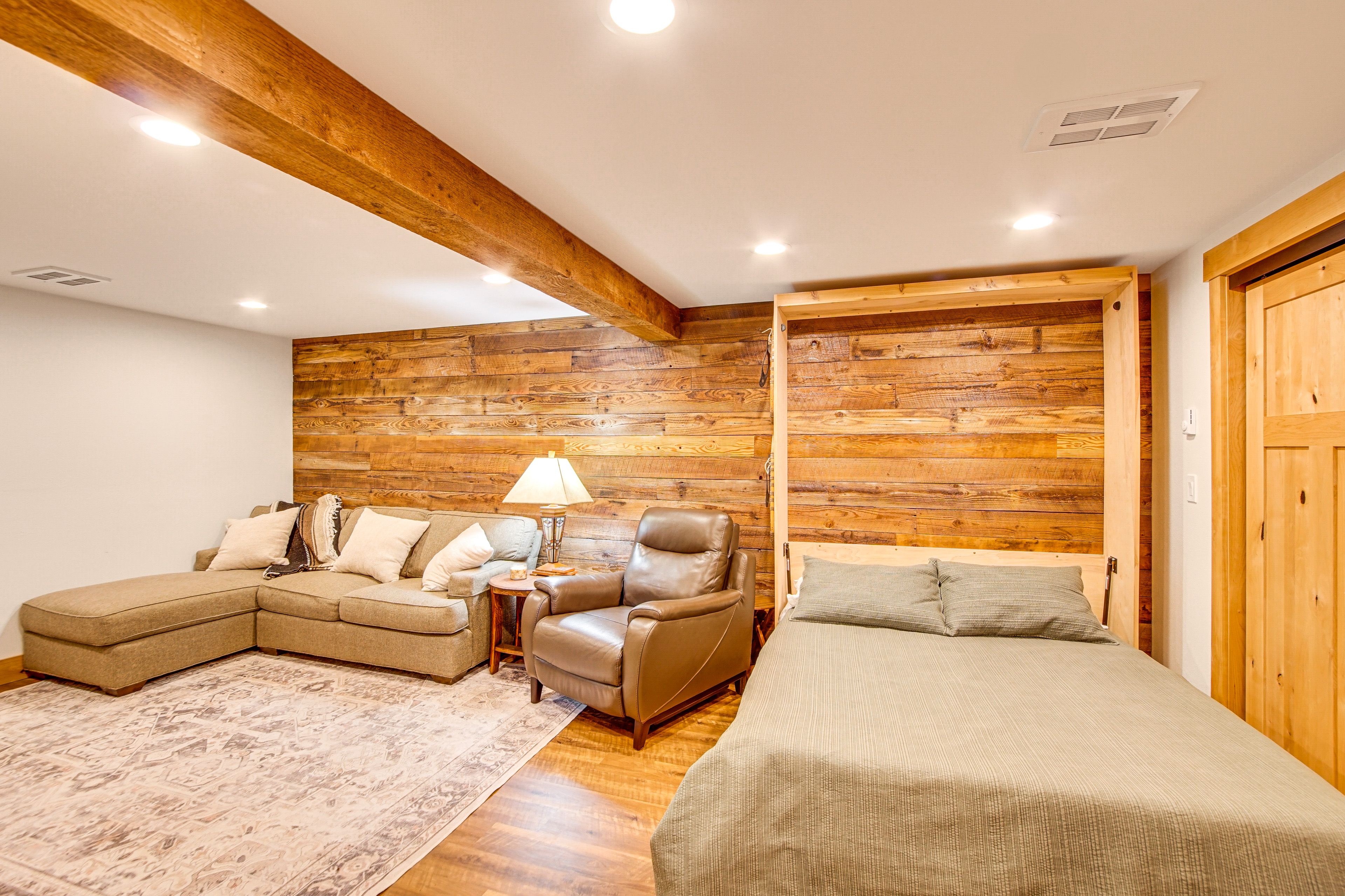 Basement Living Room | Queen Murphy Bed | Basement Floor