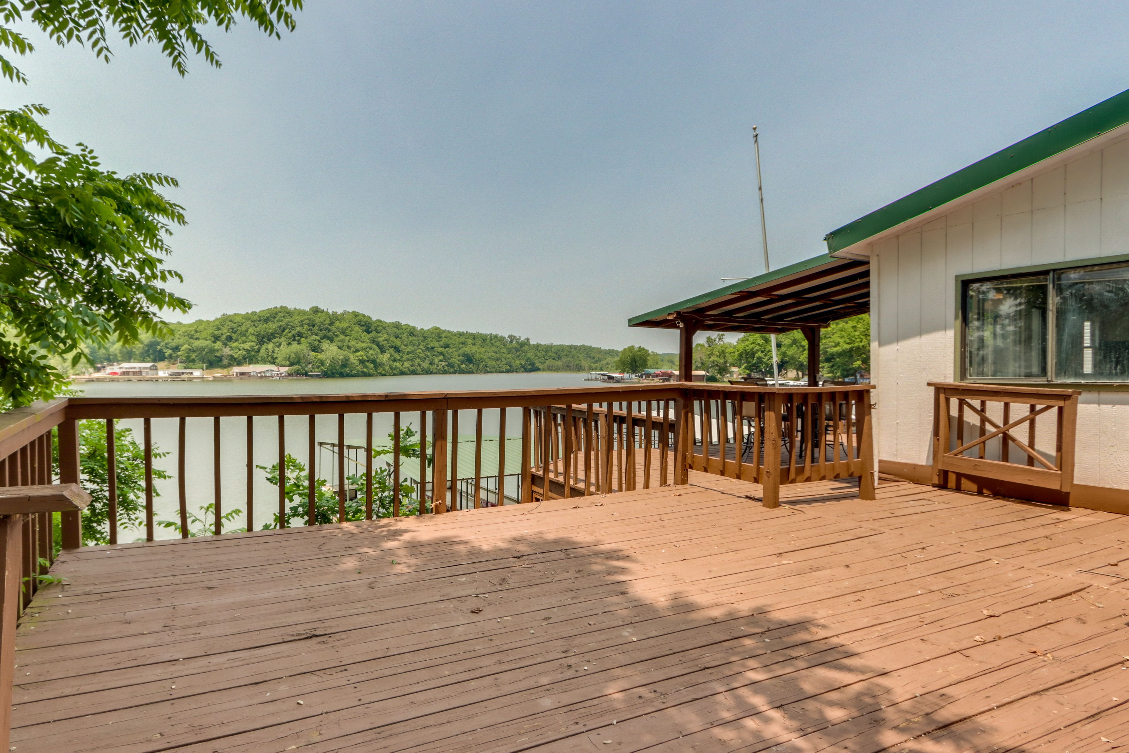 House Exterior | Furnished Deck | Dining Area | Lake Views