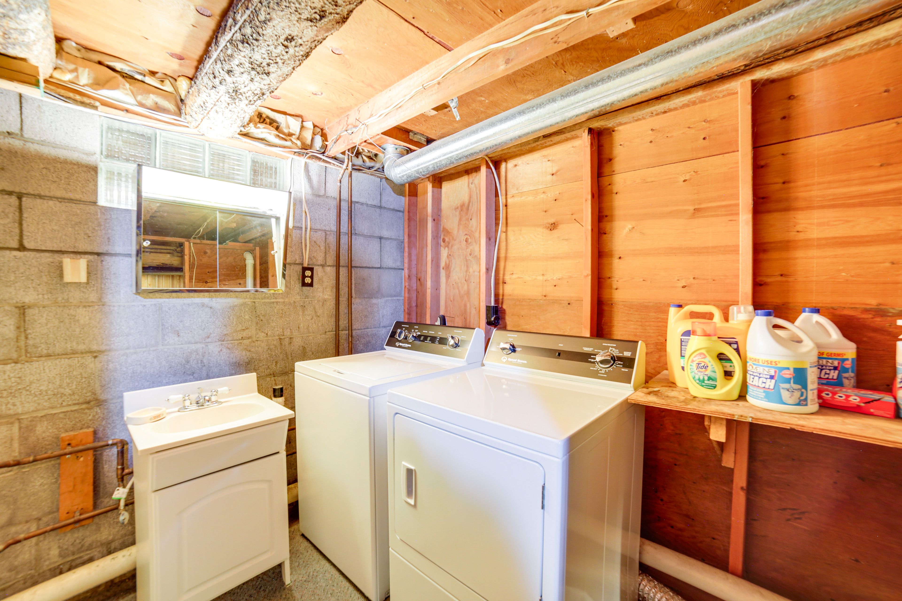 Laundry Area | Basement | Washer/Dryer | Iron/Board | Trash Bags/Paper Towels