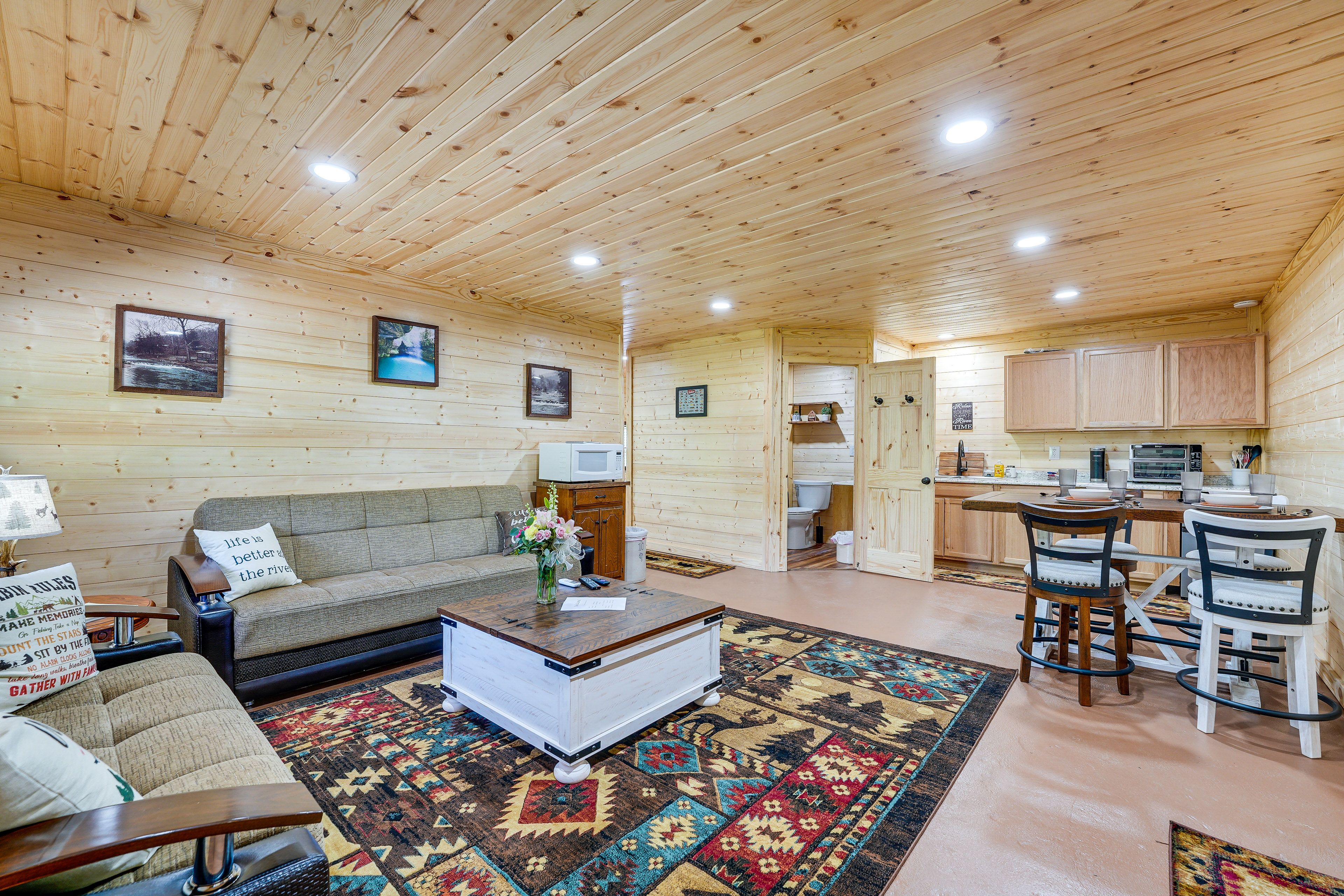 Cassville Vacation Rental | Studio | 1BA | 1,000 Sq Ft | 1 Small Step to Enter