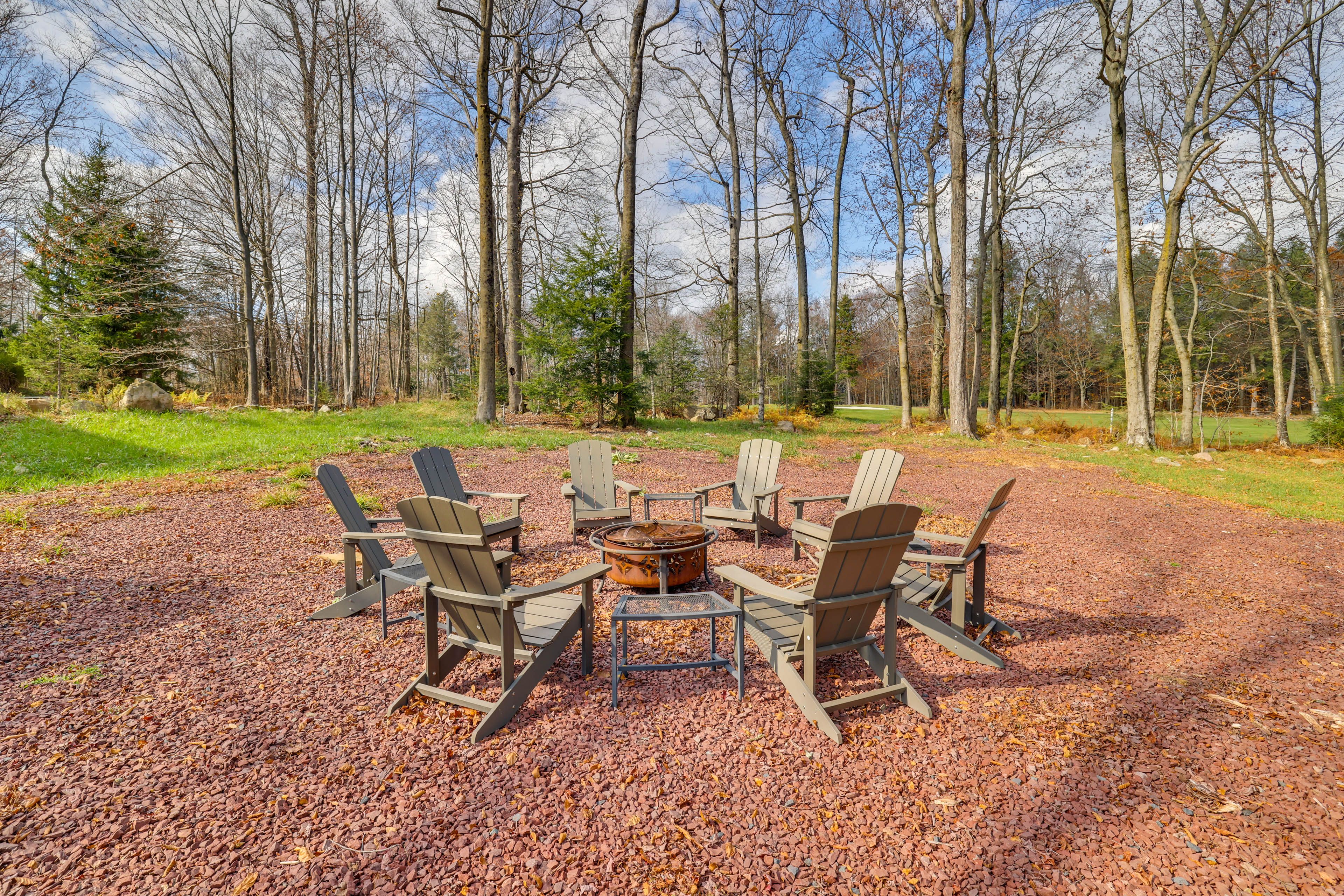 Fire Pit | Adirondack Chairs | Forested Views