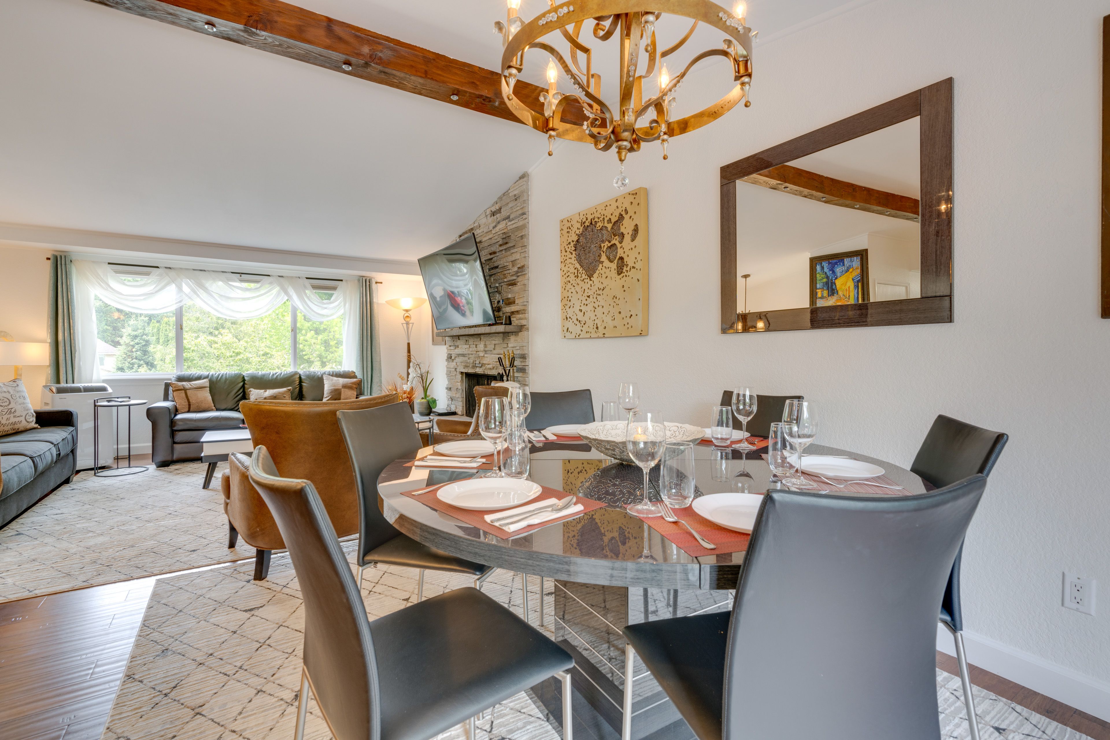 Dining Area | Dishware & Flatware Provided | Window A/C Units