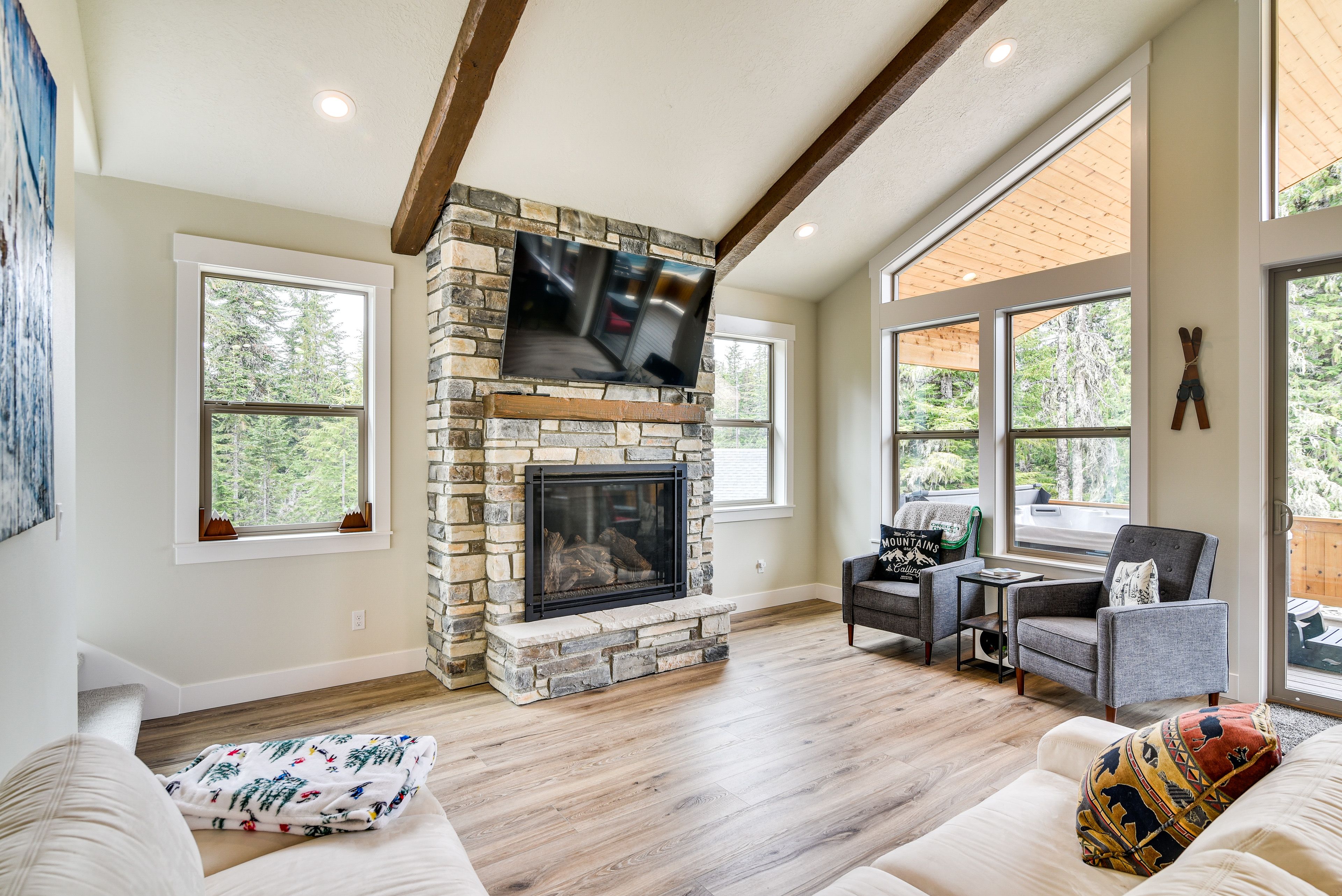 Government Camp Vacation Rental | 3BR | 3BA | Stairs Required to Access