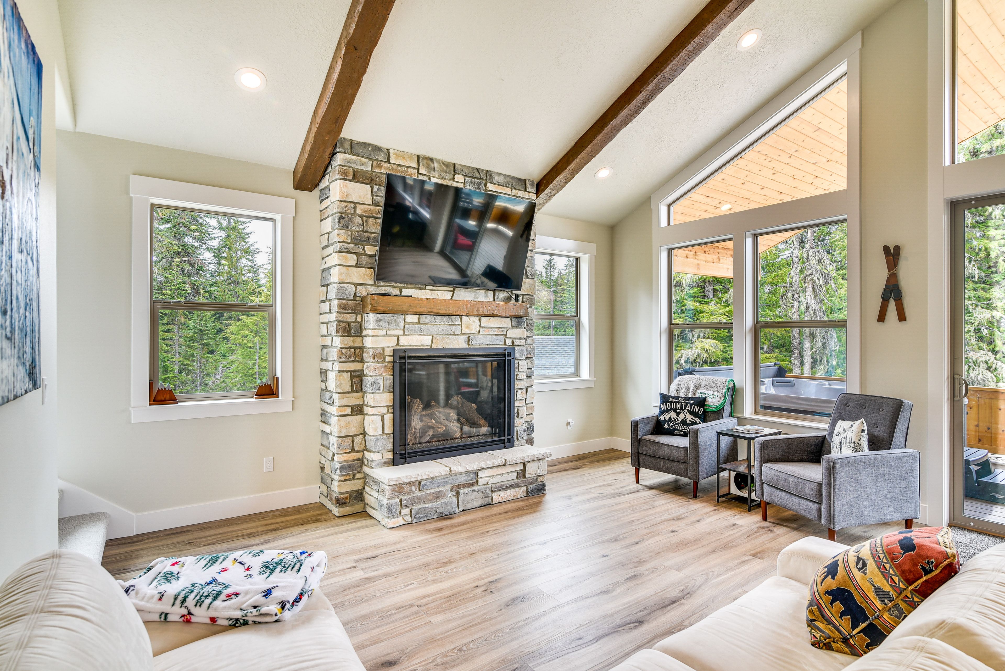 Government Camp Vacation Rental | 3BR | 3BA | Stairs Required to Access