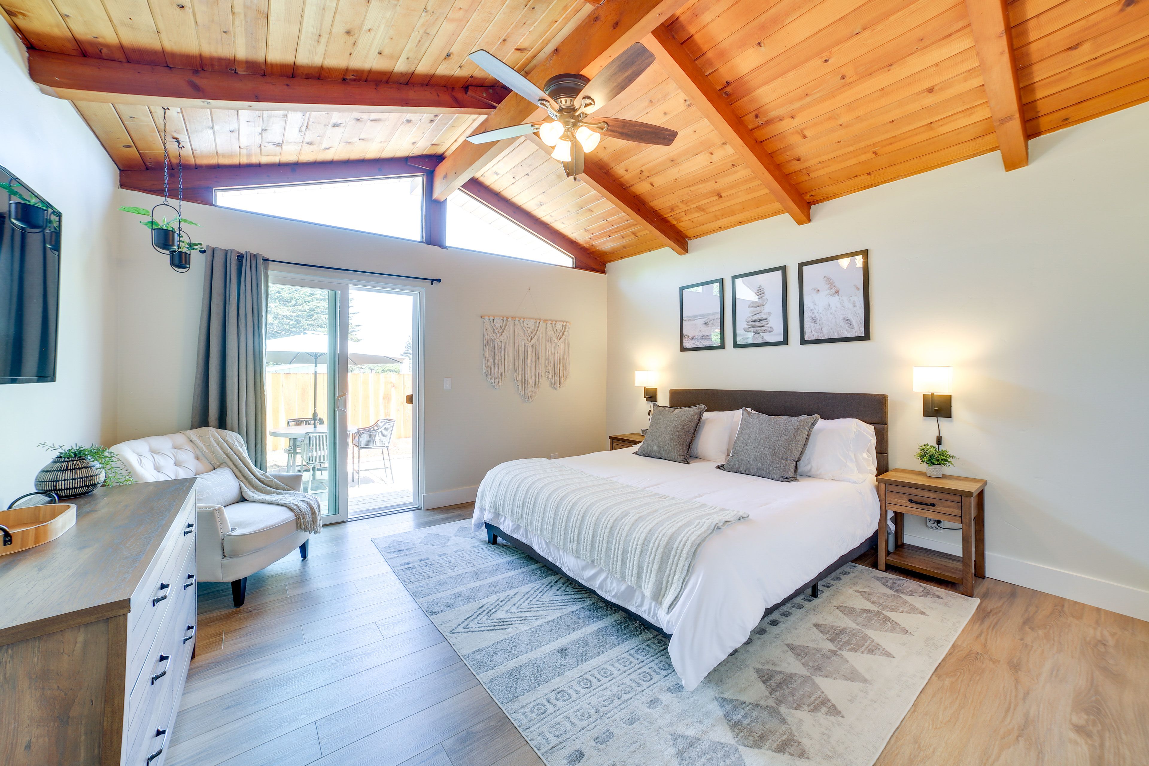 Bedroom 1 | King Bed | Linens Provided | Smart TV | Patio Access